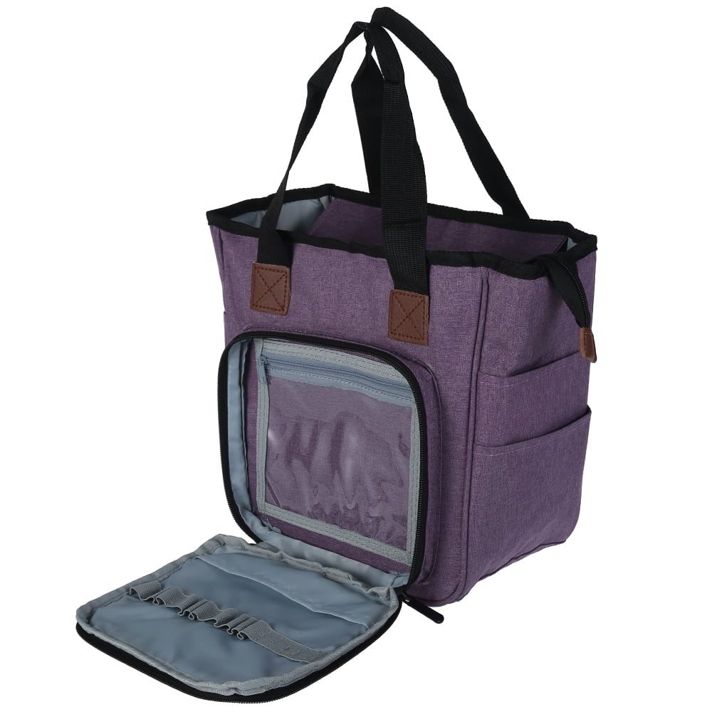 Jetcloudlive Yarn Storage Tote, Knitting Project Organizer Bag with Needle Compartments (Small, 5.7 in x 5.5 in) 6wxs1