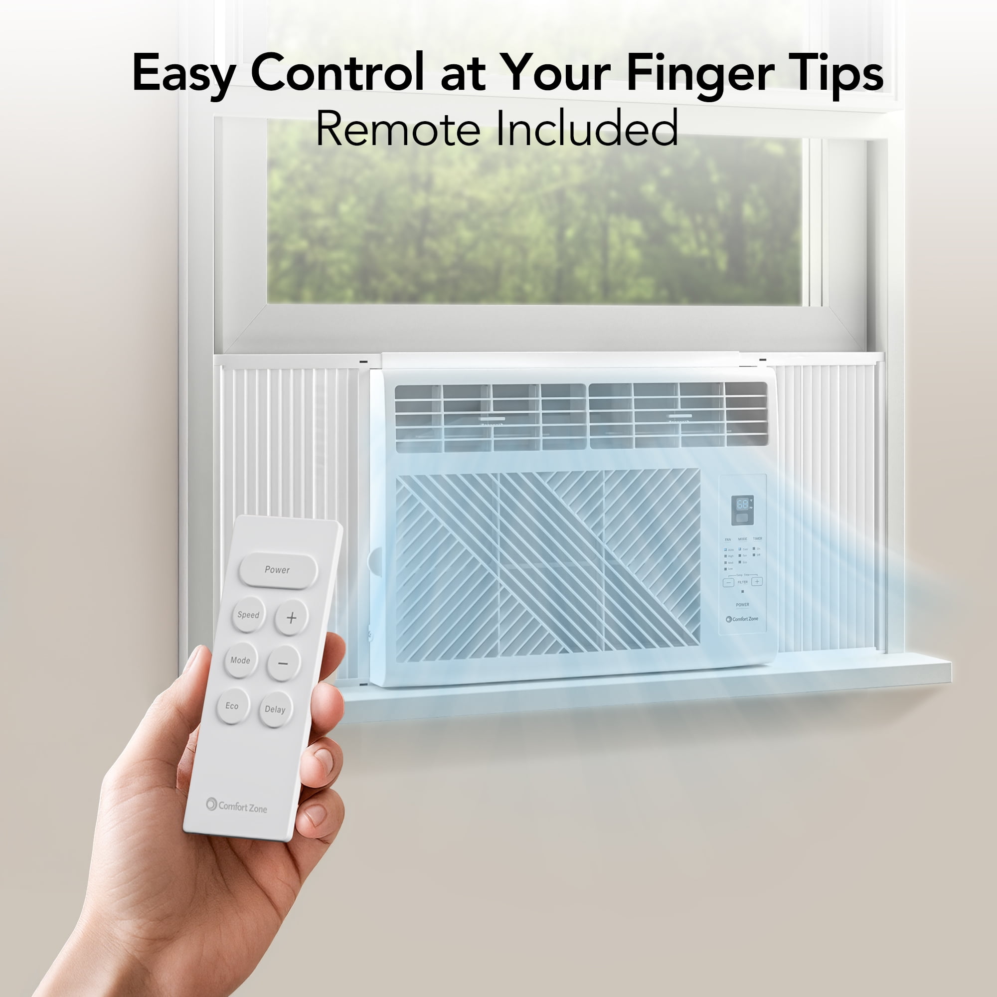 Comfort Zone 5,000 BTU Window Mounted Air Conditioner with Remote Control (White, 250 sq ft) y682z