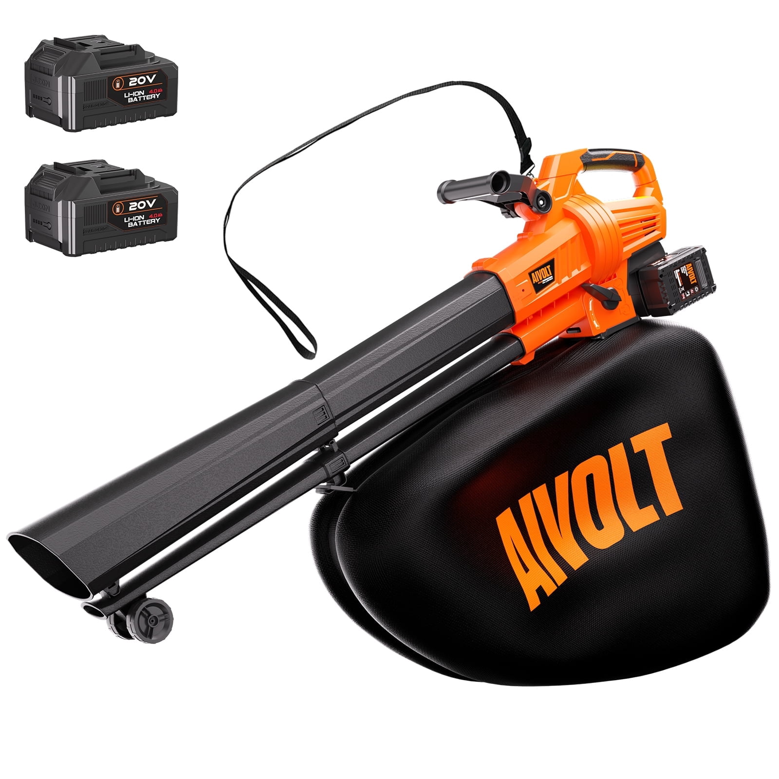 AIVOLT 3-in-1 Cordless Leaf Blower, Vacuum & Mulcher, 600 CFM 40V Brushless Motor (Includes 2 Batteries, 10.57 gal Collection Bag) bs912