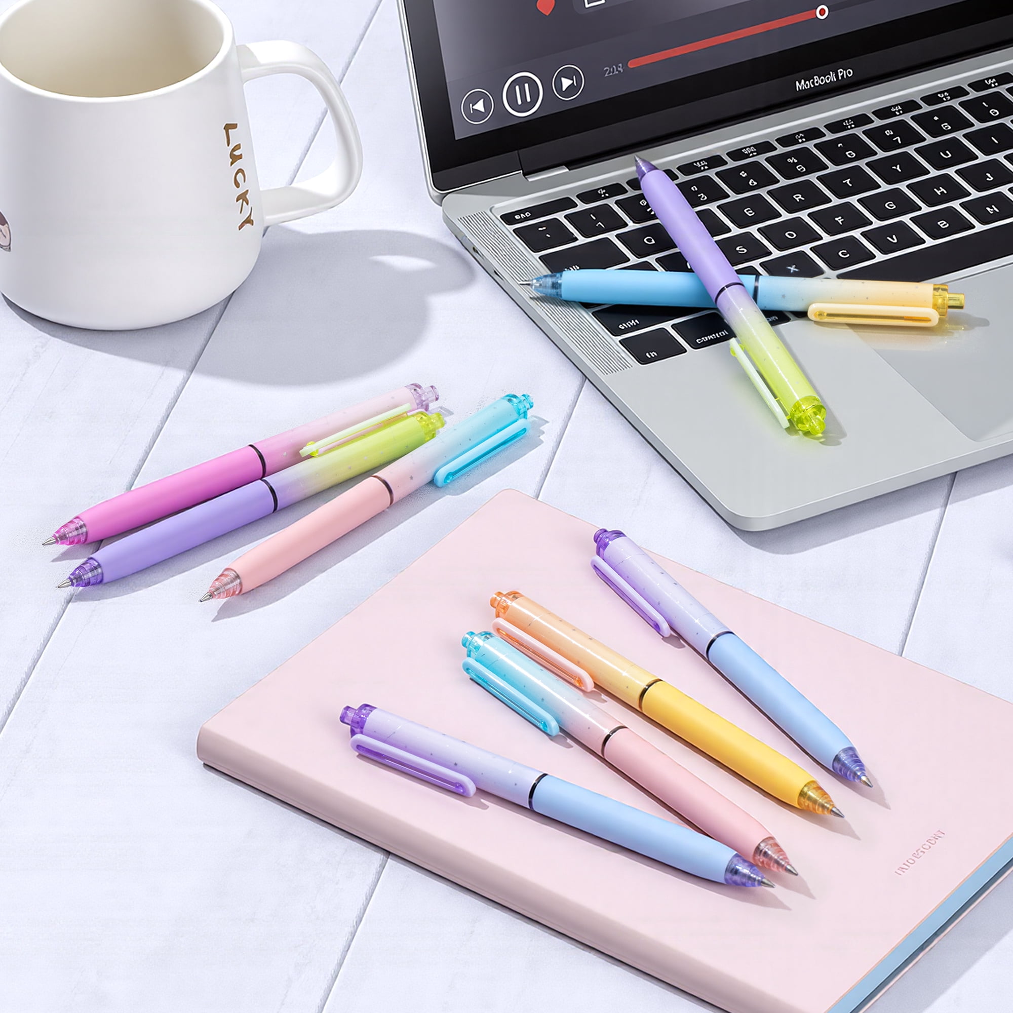 Deli Retractable Gel Pens, Smooth Writing Fine Point Pens for Journaling and Office (Black Ink, 12 Pack) tcpa2