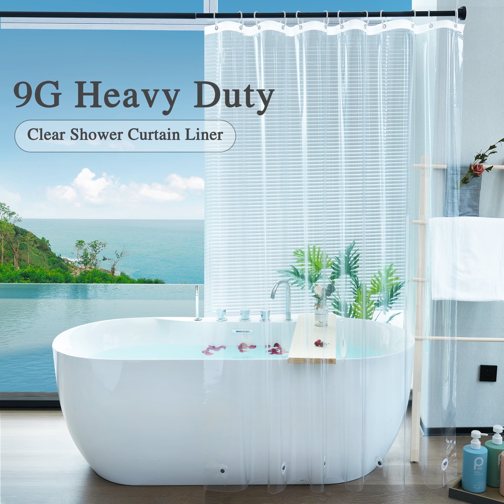 Inosoo Extra Long Shower Curtain Liner, Heavy Duty Waterproof PEVA Plastic with Magnets (Clear, 72 in x 78 in) 5ii2k