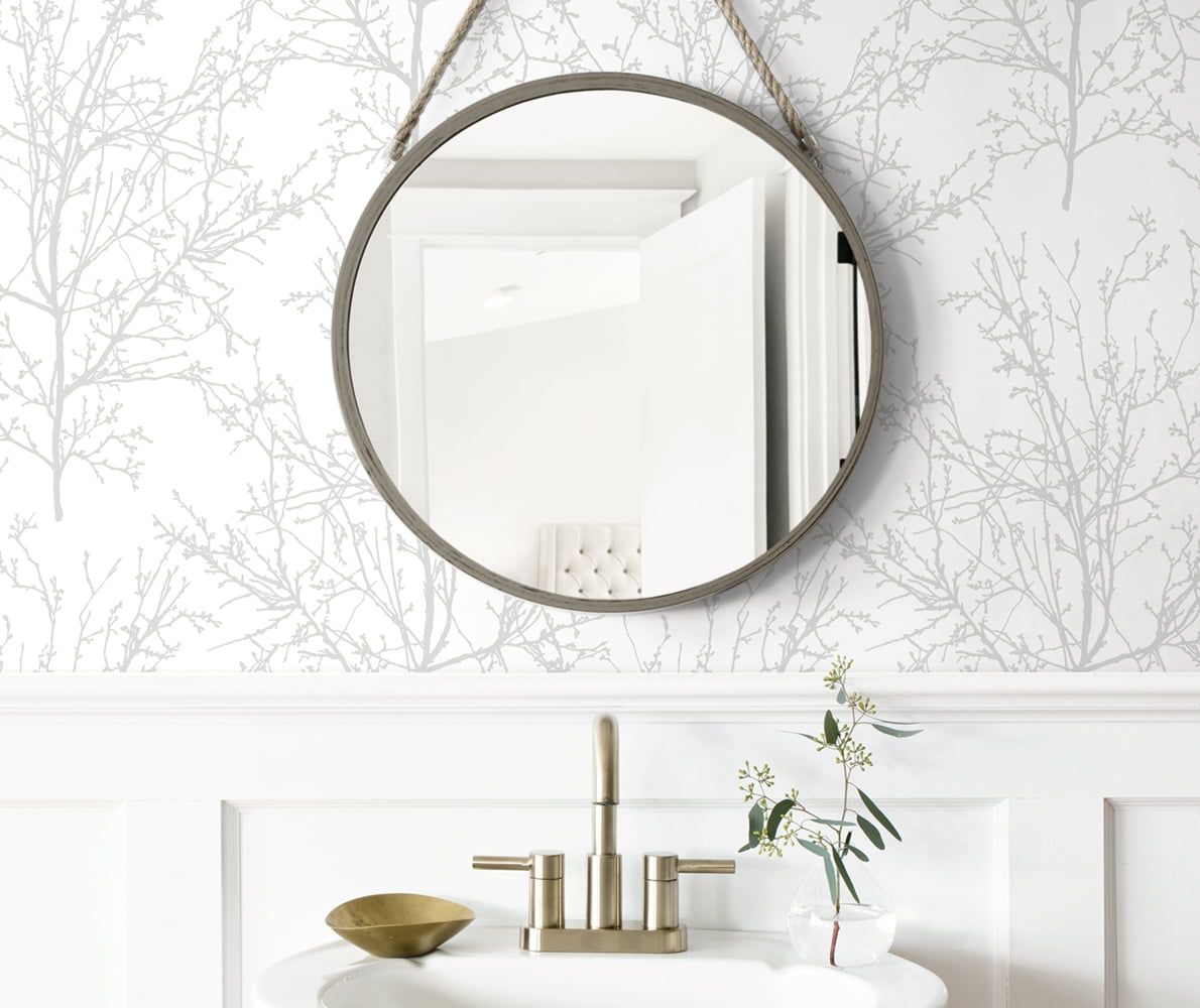 NextWall Tree Branches Peel and Stick Wallpaper (White, 20.5 in x 18 ft) whcrs