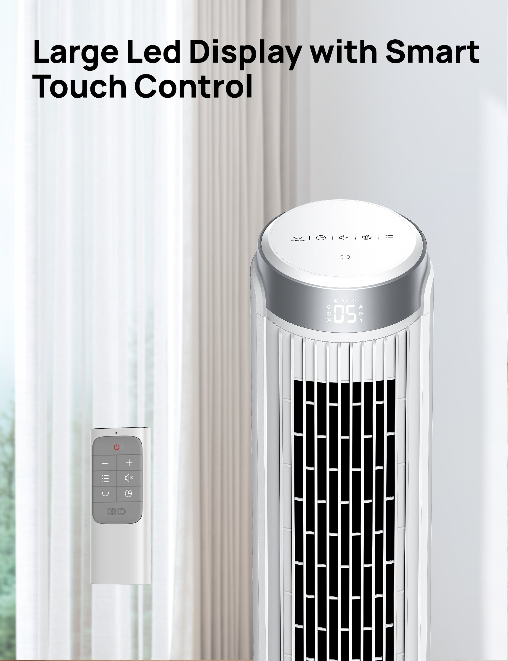 DREO Tower Fan 40 in Oscillating Bladeless Floor Fan with Remote Control (White, 40 in) top4a