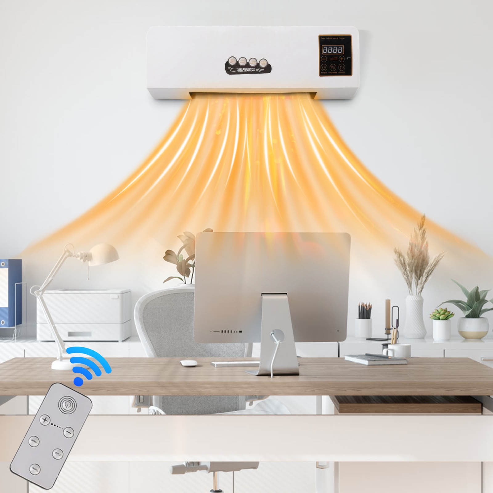 HOMBOTI Electric Wall Heater, Space-Saving Indoor Heating Unit with Remote Control and Towel Drying Rack (White, 1 Unit) 05rdp
