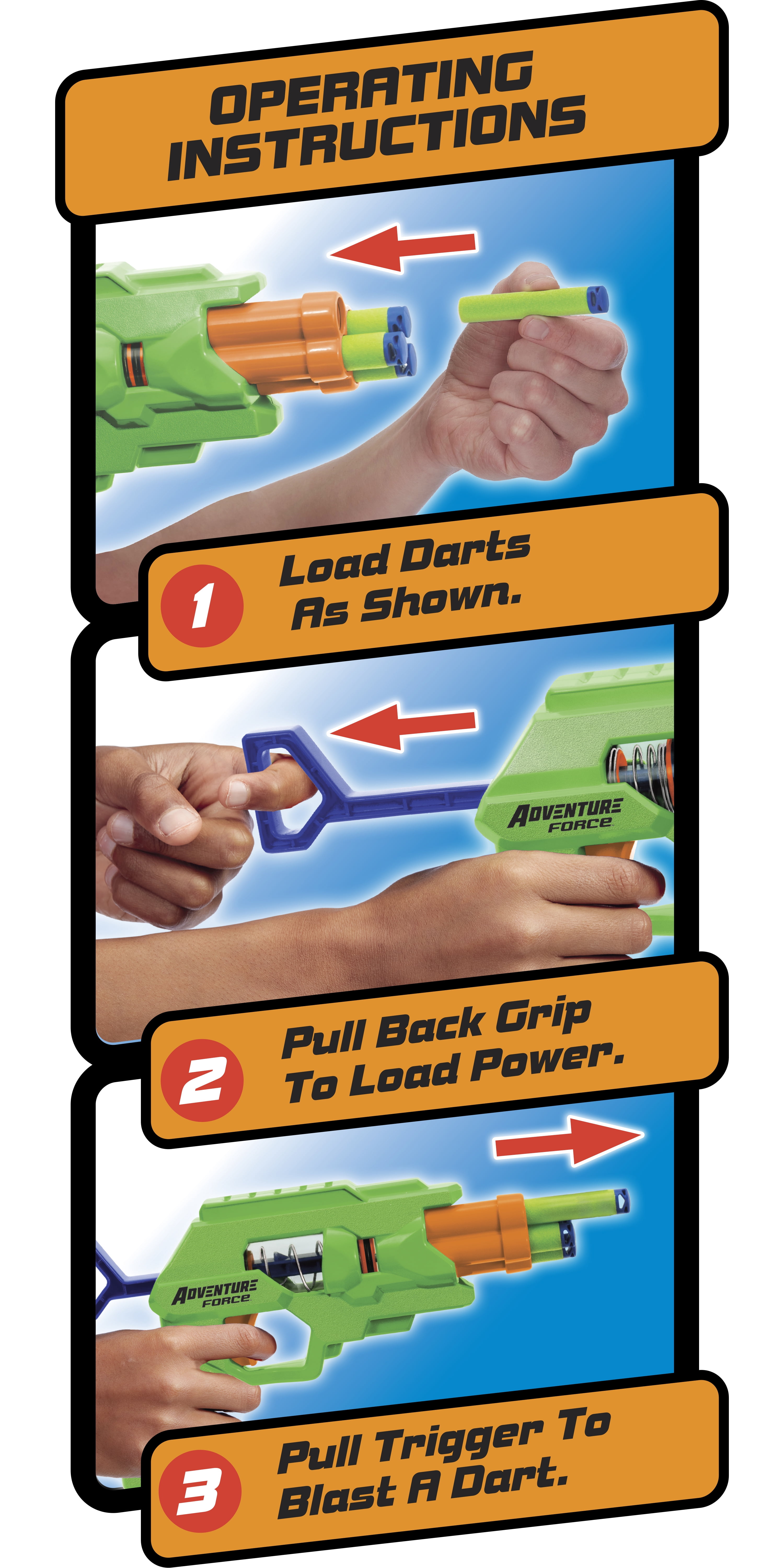 Adventure Force QuadStrike Blaster Set, Spring-Powered Auto-Indexing Toy (Blue, 2-Pack) eu755