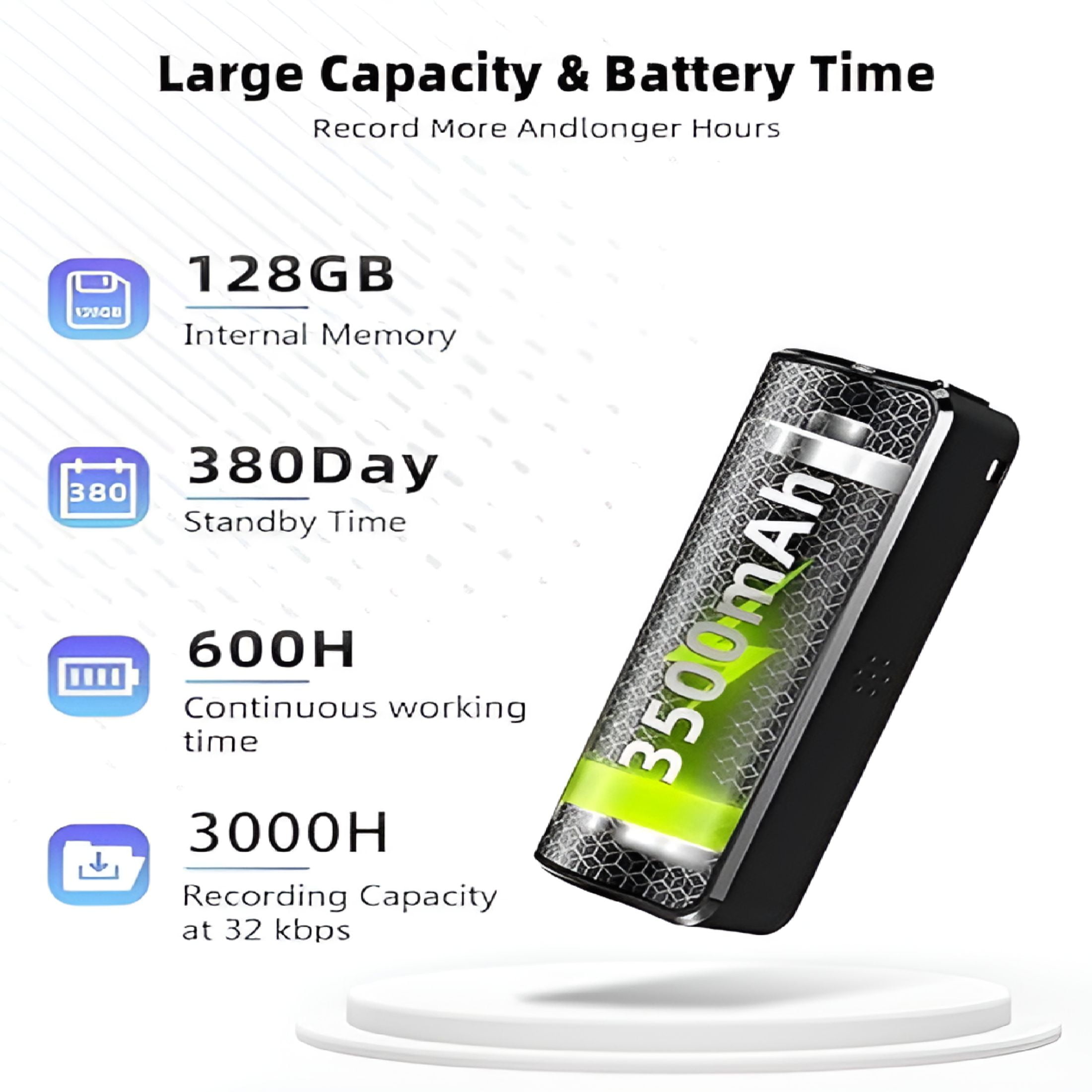 GJX Digital Voice Recorder with 128GB Storage, Magnetic Voice Activated Audio Recording Device for Meetings and Lectures (Black, 4.5 oz) yymr1