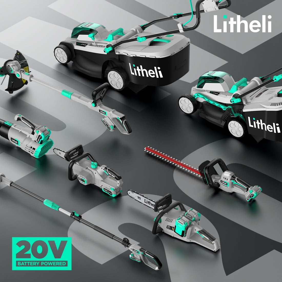 Litheli 20V 12 in Cordless String Trimmer and Wheeled Edger (2.0Ah Battery and Charger Included) qy2d7