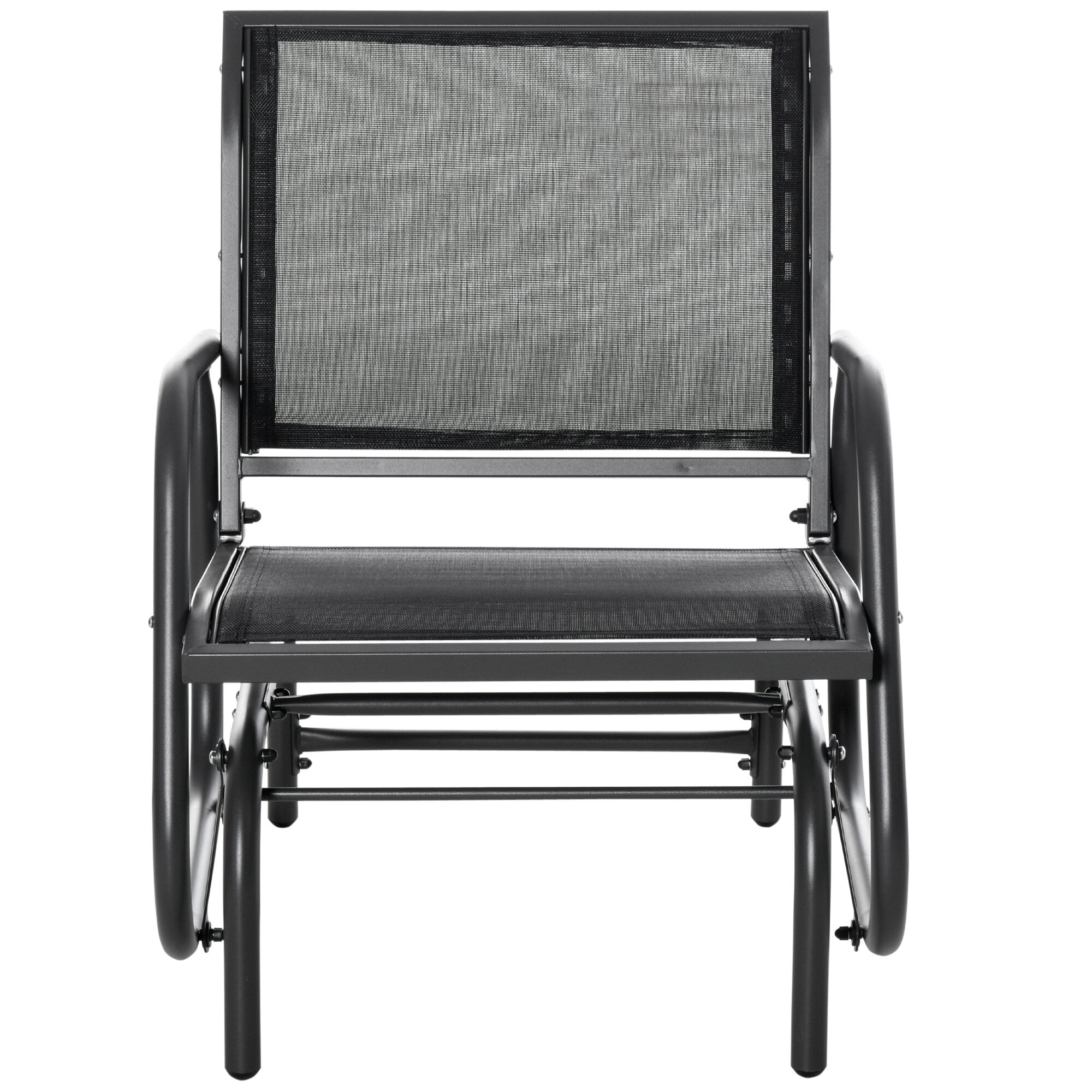AURAVISTA Porch Glider Chair, Outdoor Metal Rocking Swing with Breathable Mesh Fabric (Black, 29.5 in W x 26 in D x 33.5 in H) hg5au