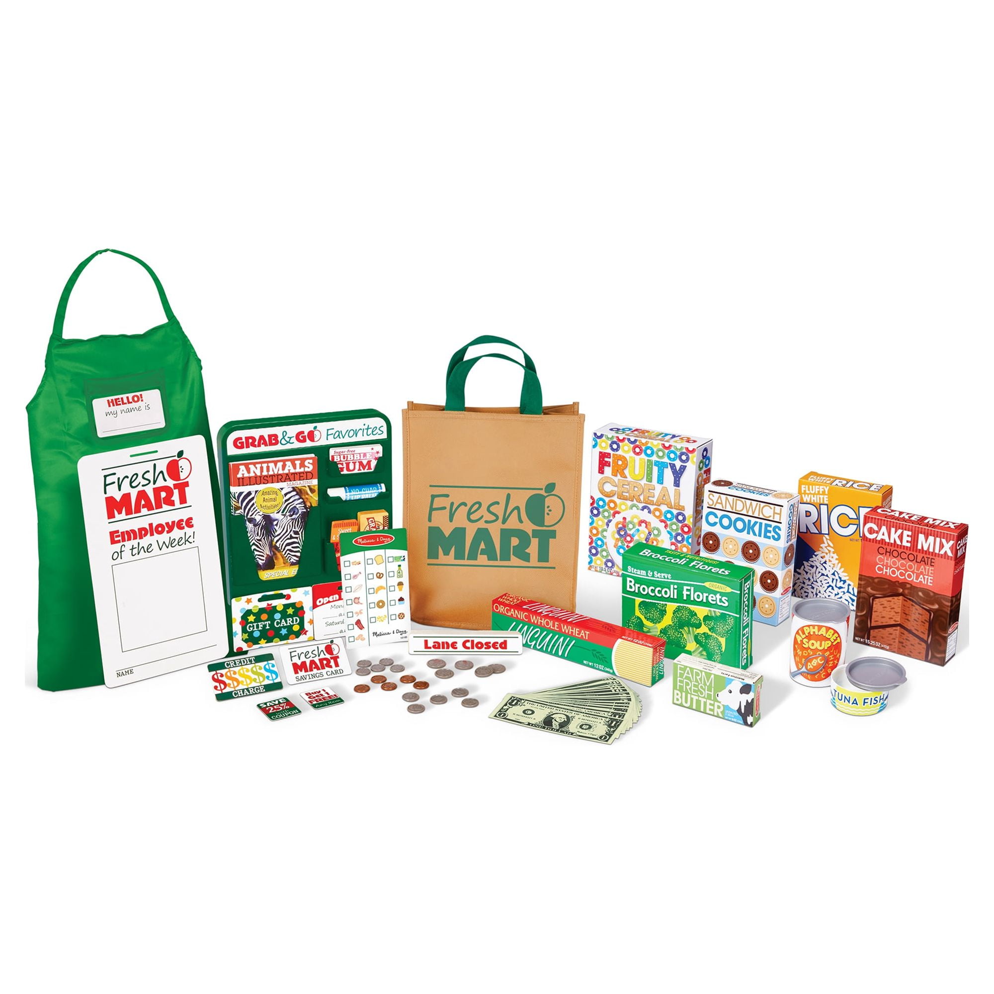 Melissa & Doug Fresh Mart Grocery Store Play Food and Role Play Companion Set (70 Pieces) i7u8b