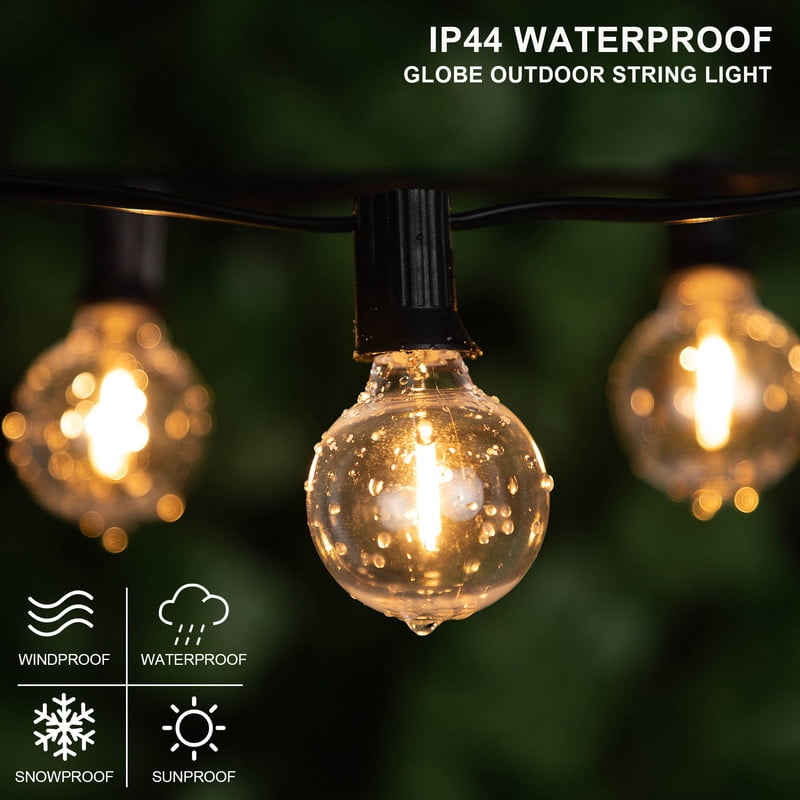 Grensk G40 LED String Lights, Waterproof Dimmable Patio Globe Lights with 25 Shatterproof Bulbs (Warm White, 25 ft) tiwxg