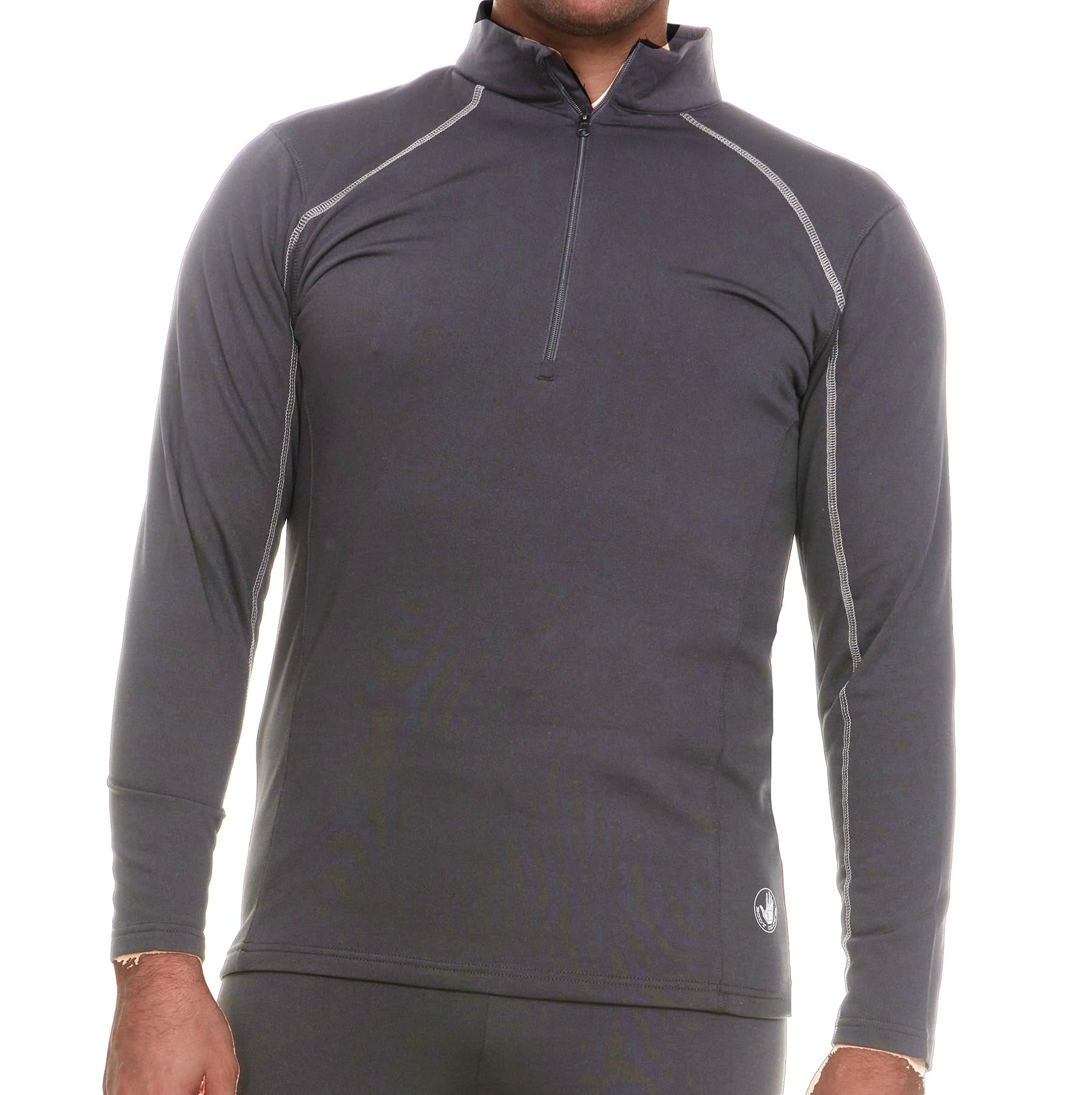 Body Glove Men's Thermal Top Long Sleeve Quarter-Zip Undershirt (Grey, M) r714m