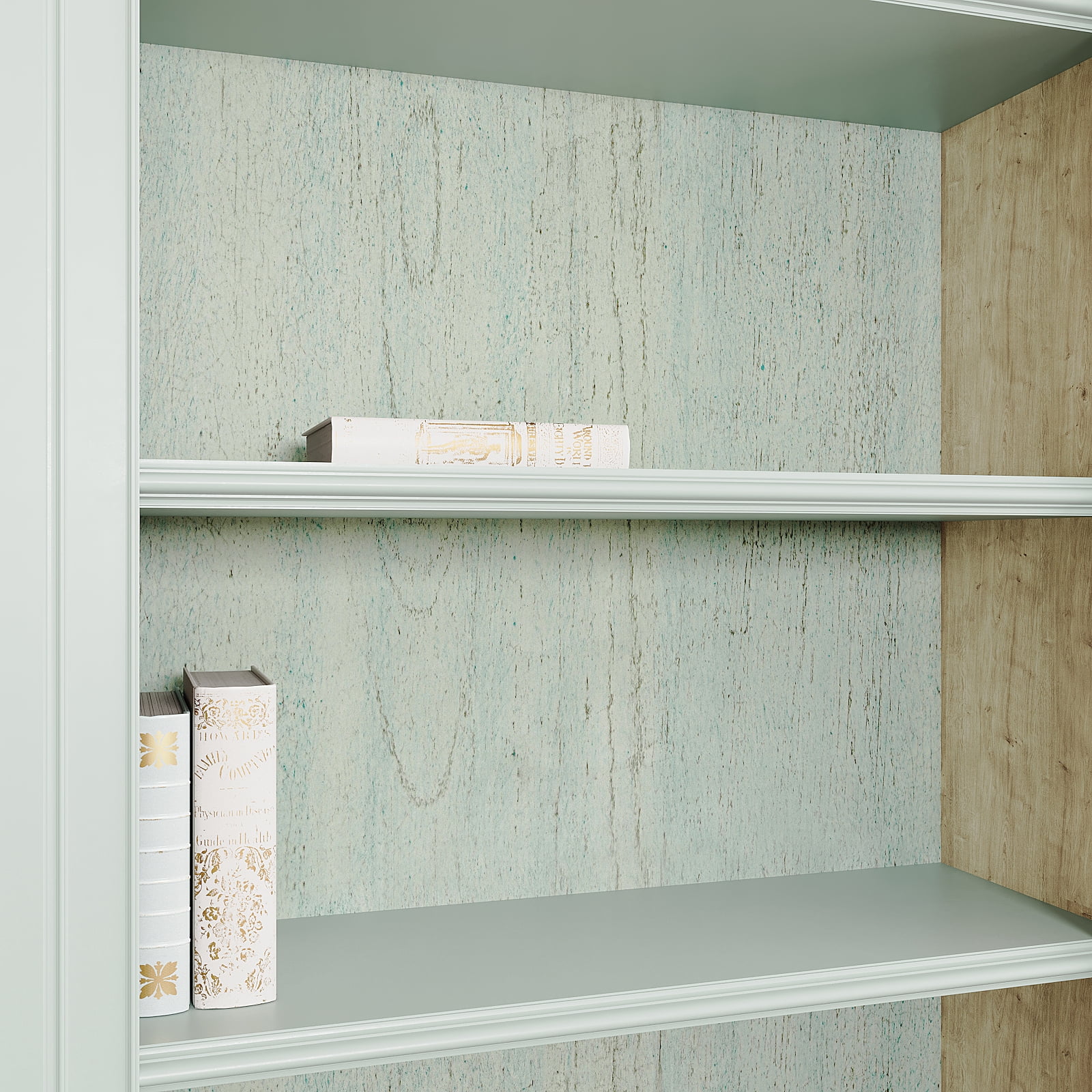 VEELIKE Aqua Wood Peel and Stick Wallpaper, Removable Adhesive Contact Paper for Furniture and Countertops (Green, 15.7 in x 118 in) 0j01c