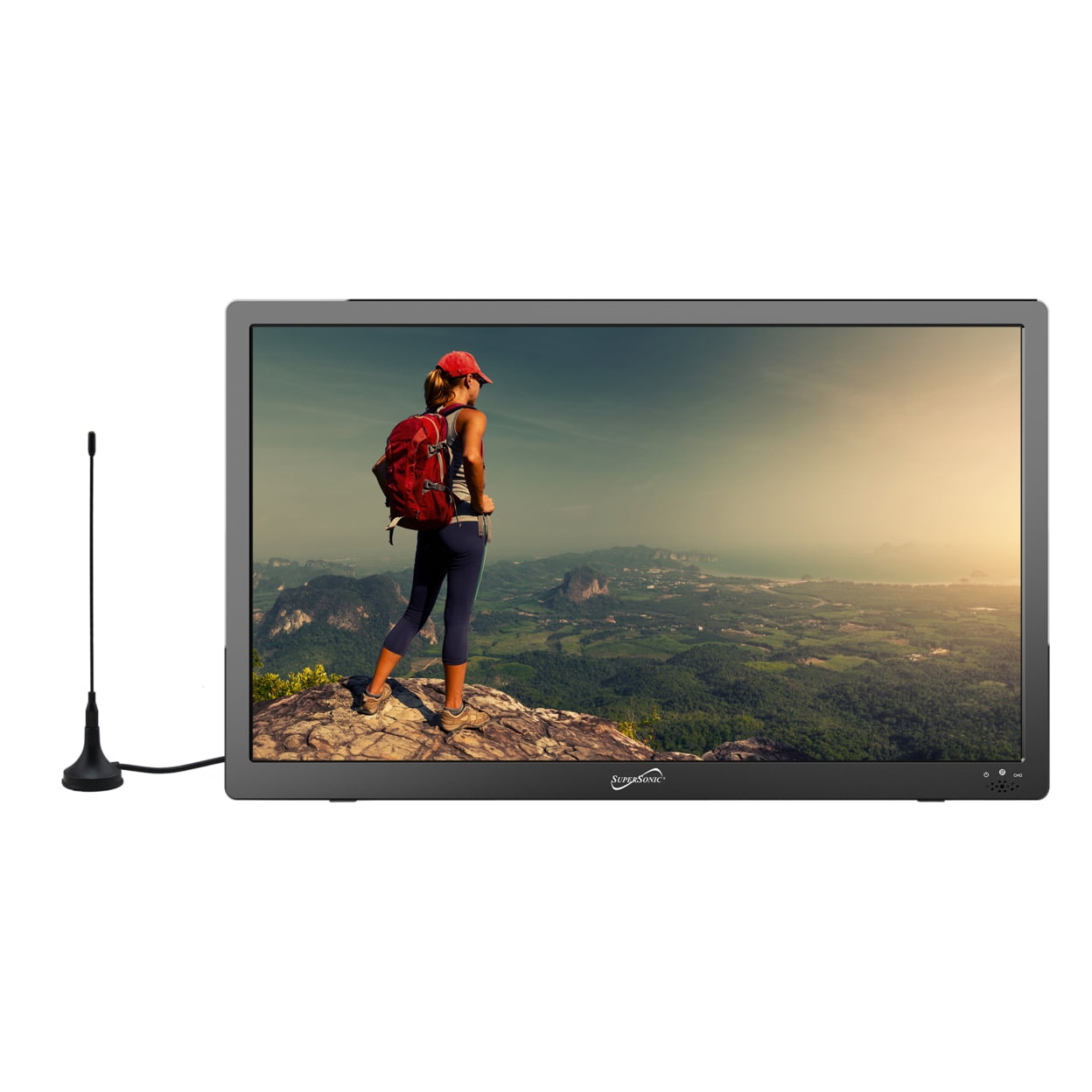 Supersonic 16-Inch Widescreen LED Portable TV with Rechargeable Battery, HDMI, USB, and FM Radio (Black, 16 in) hgony