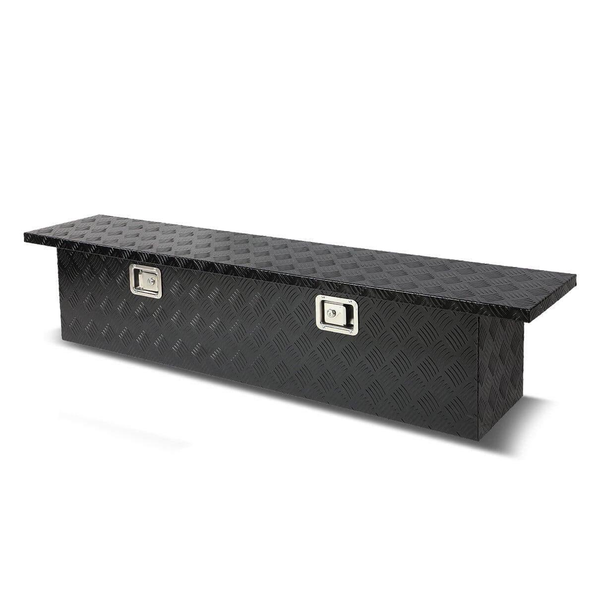 DNA Motoring Aluminum Pickup Truck Bed Tool Box (Black, 60x12x14 in) xza6k
