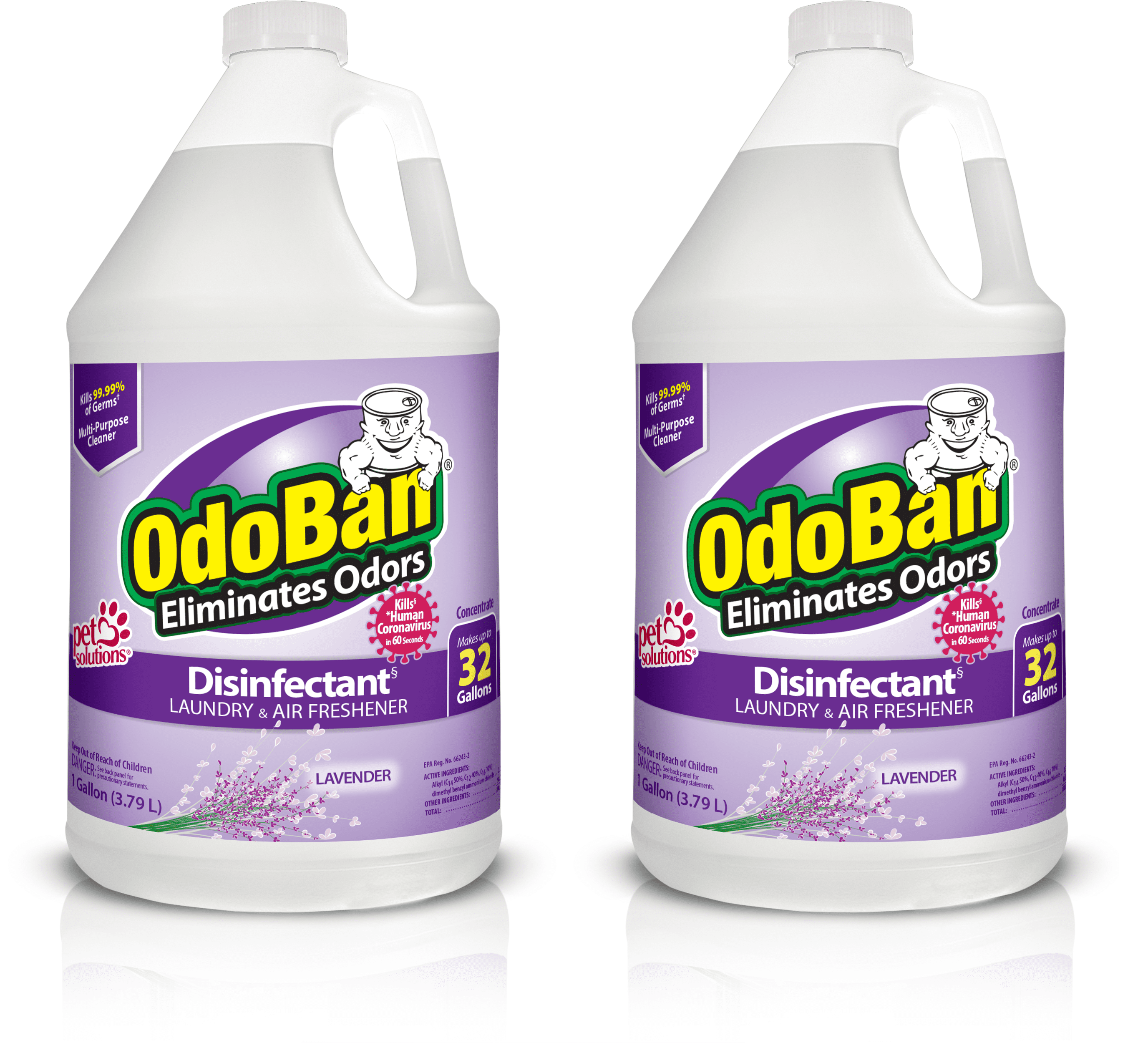 OdoBan Disinfectant Concentrate and Odor Eliminator, Multi-Purpose Cleaner (Lavender Scent, 256 fl oz) 2vssa