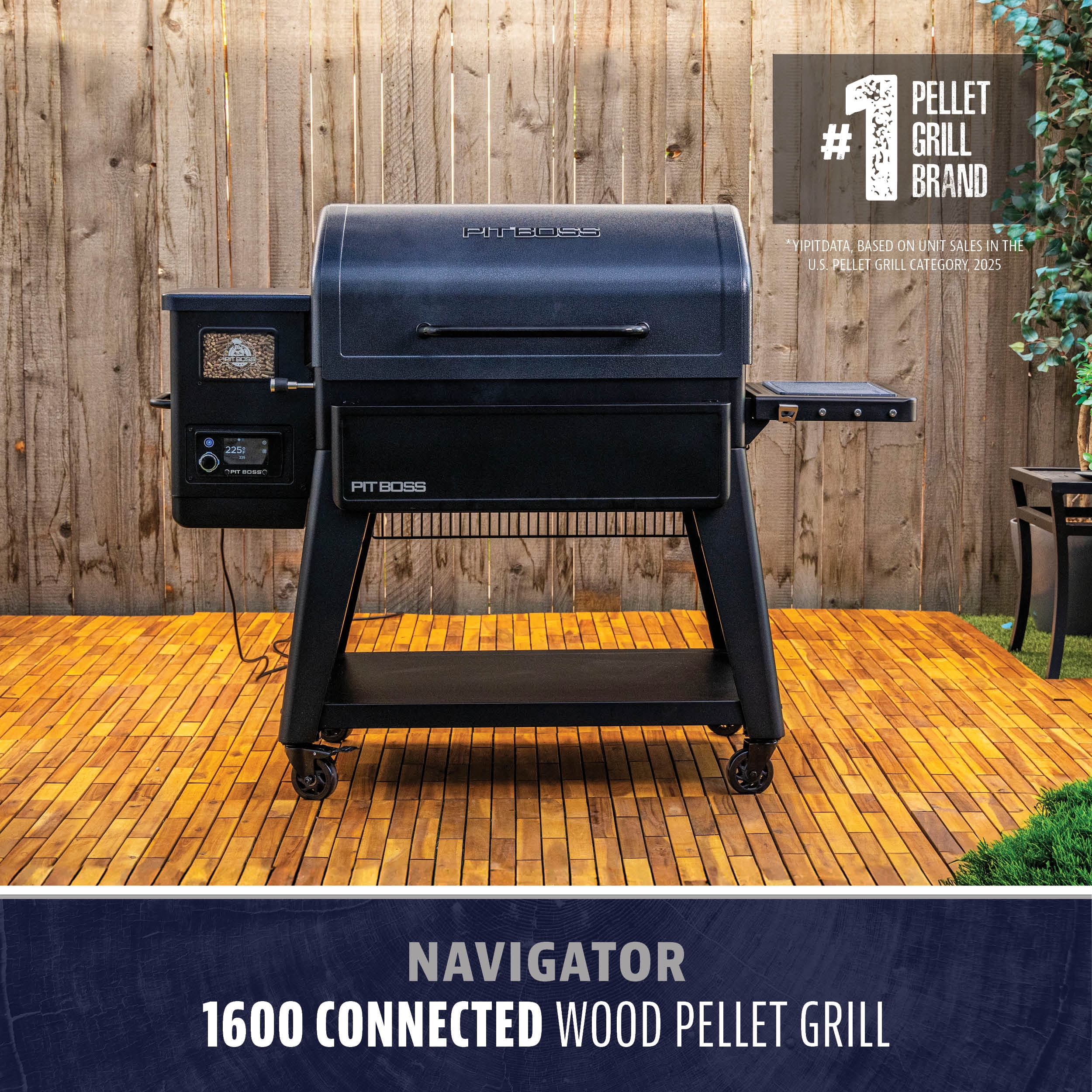 Pit Boss Navigator 1600 Wood Pellet Grill with Wi-Fi and Bluetooth (Black, 1593 sq in) yzpsx