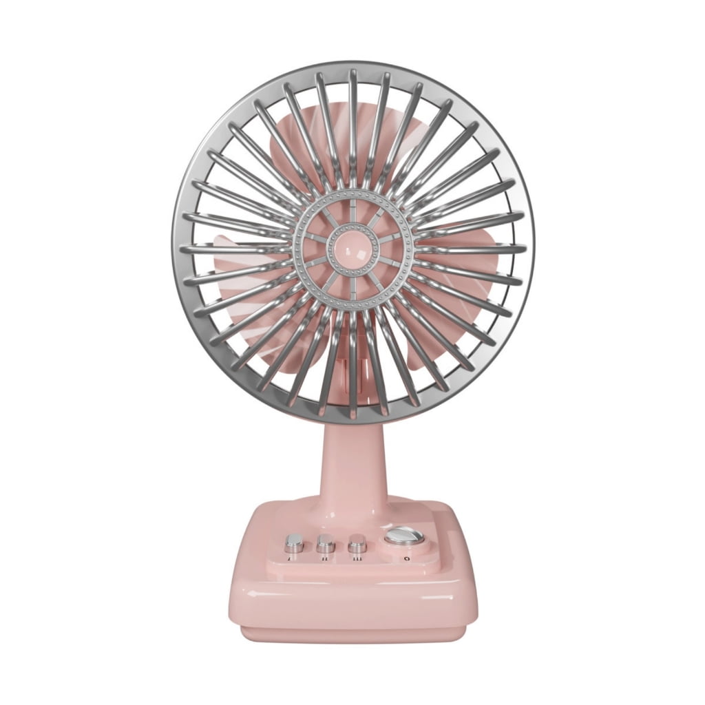 ATALRPOU Retro Alloy Mini Desk Fan, Portable USB Rechargeable Desktop Fan with 3 Speeds (Green, 6 in) 53xc1