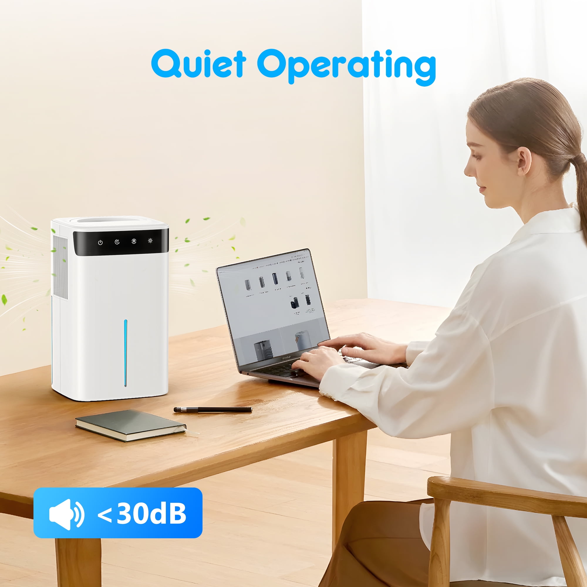 Aootek Electric Dehumidifier for Home, Ultra Quiet Portable Moisture Remover with LED Light (White, 100 fl oz) pmkxr