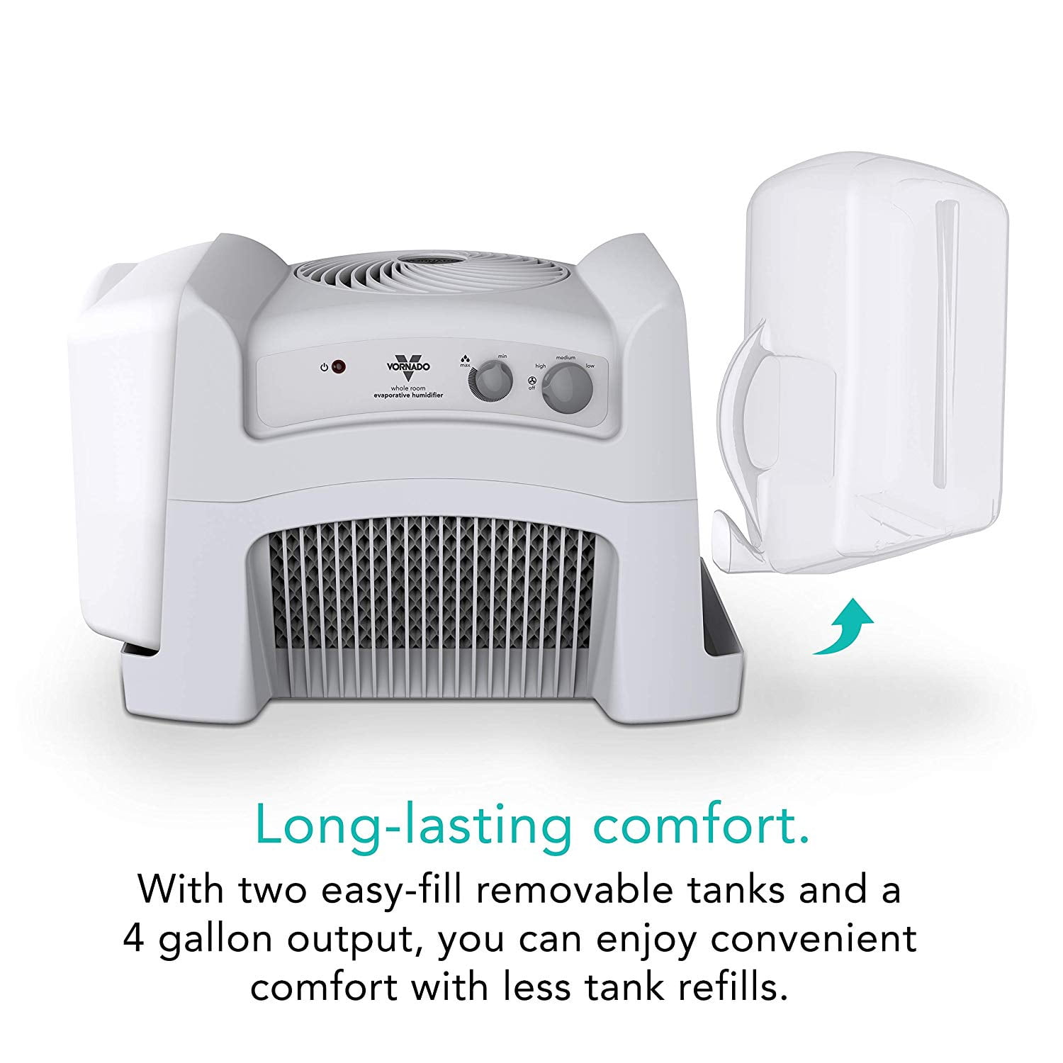 Vornado Whole Room Evaporative Vortex Humidifier with Intelligent Humidity Control (White, 1 Pack) 8slt9