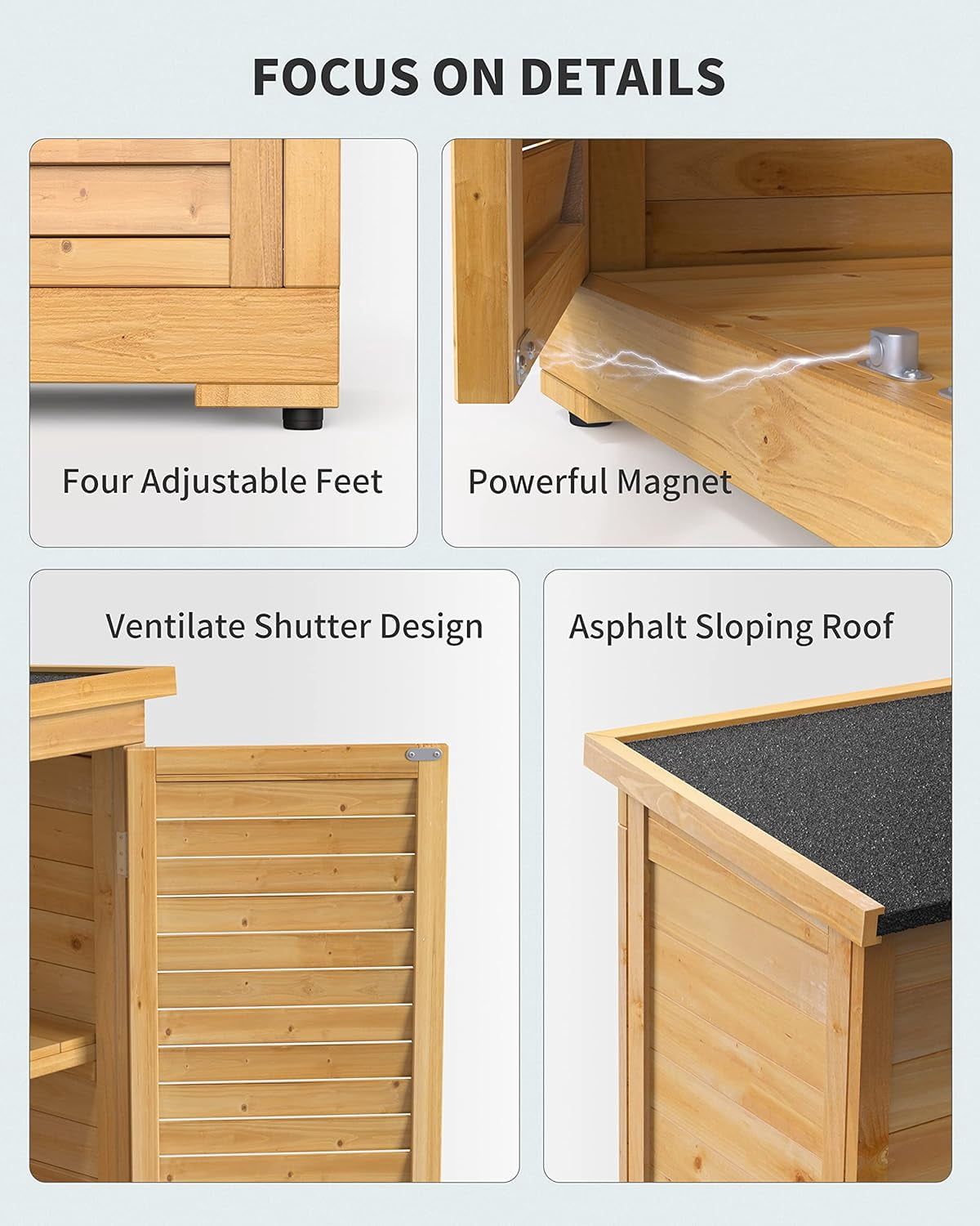 Lofka Outdoor Storage Cabinet, Weatherproof Garden Shed with Lockable Doors and Adjustable Shelves (Natural, 63.2 in) 71pwo
