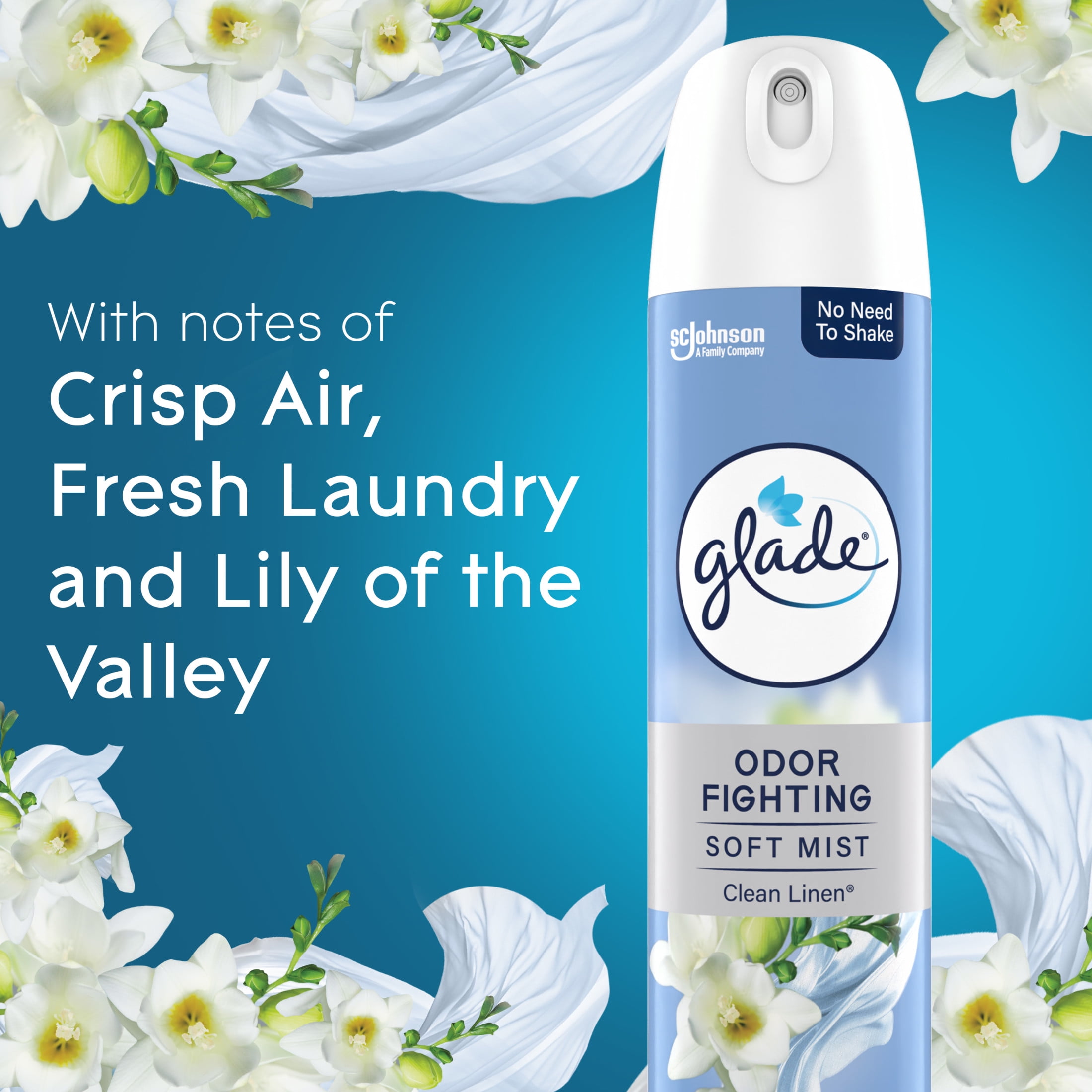 Glade Air Freshener Spray, Clean Linen Scent, Long-Lasting Odor Neutralizer (8 oz, 2 Pack) ohgqv