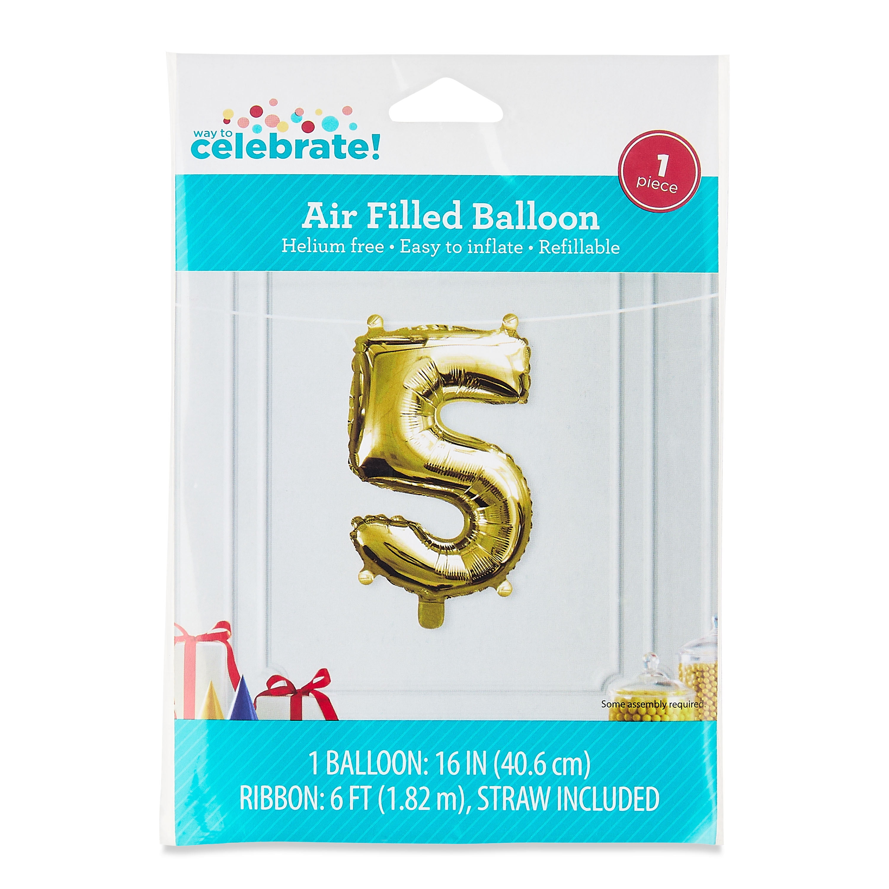 Way To Celebrate Number 5 Gold Foil Party Balloon (16 in) f8oj0