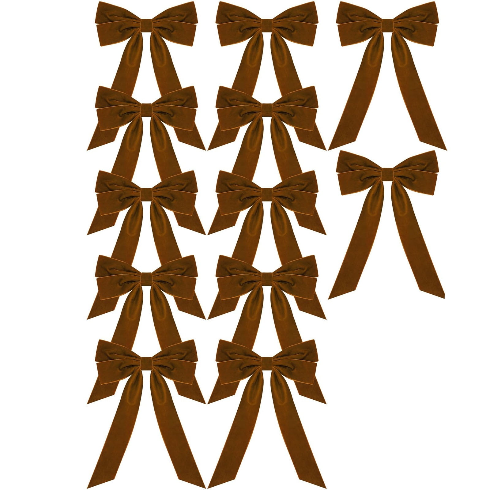 Hzgobj Velvet Christmas Tree Bow Decorations, Luxurious Ribbon Ornaments for Wreaths and Gift Wrapping (Brown, 12-Pack) vnmpd