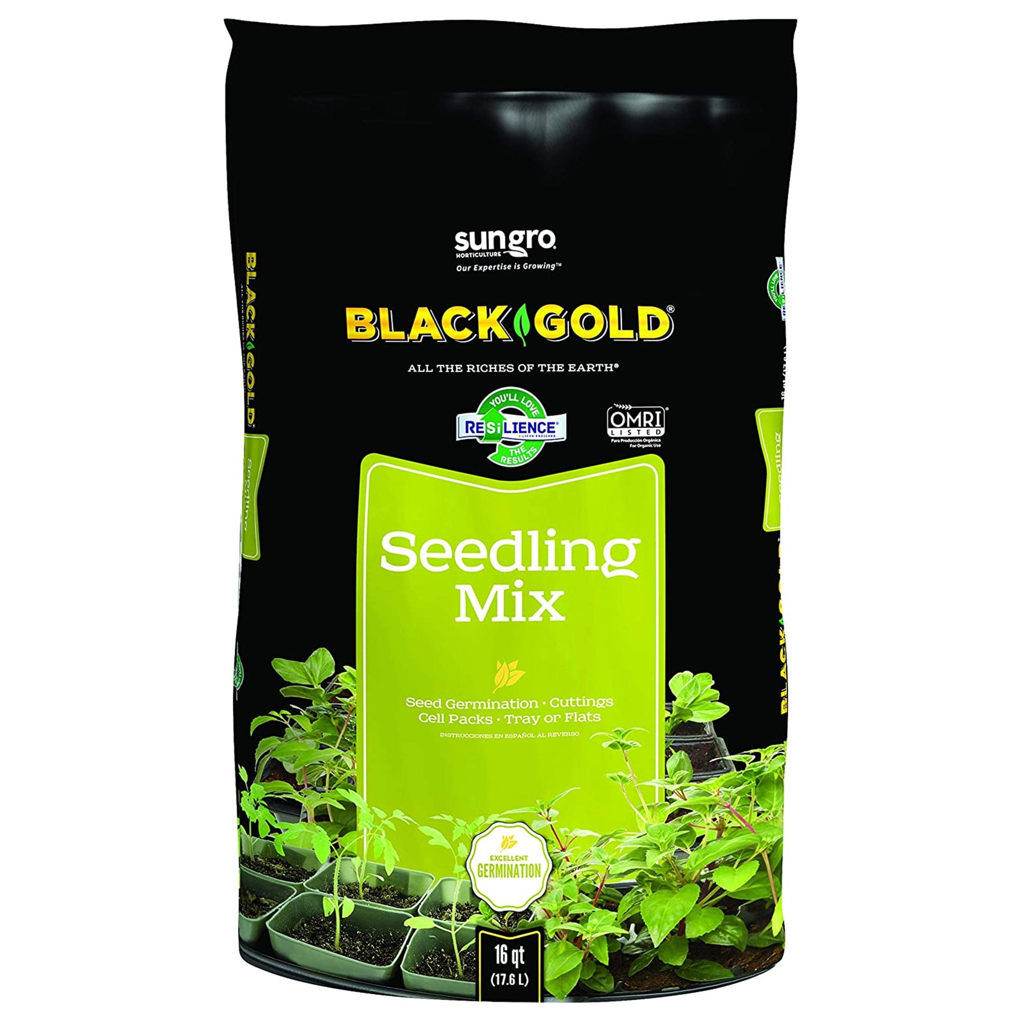 Black Gold Seedling Mix for Seeds and Cuttings, Premium Organic Growing Medium (16 qt) n1nk8