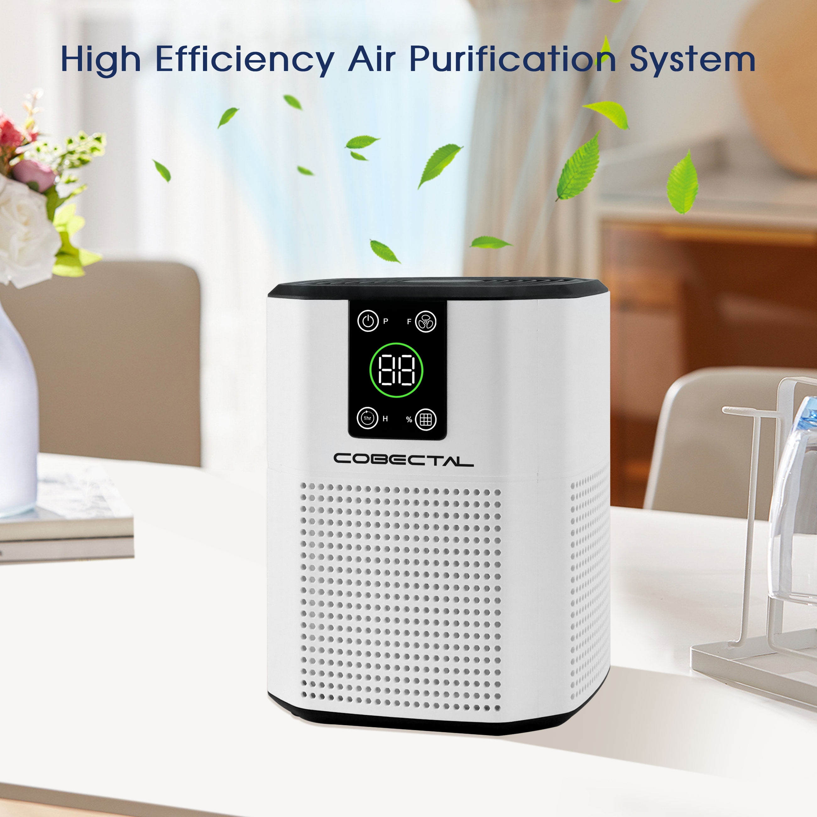 Cobectal HEPA Air Purifier for Home Bedroom with H13 True HEPA Filter (White, 215 Sq. Ft) 785px