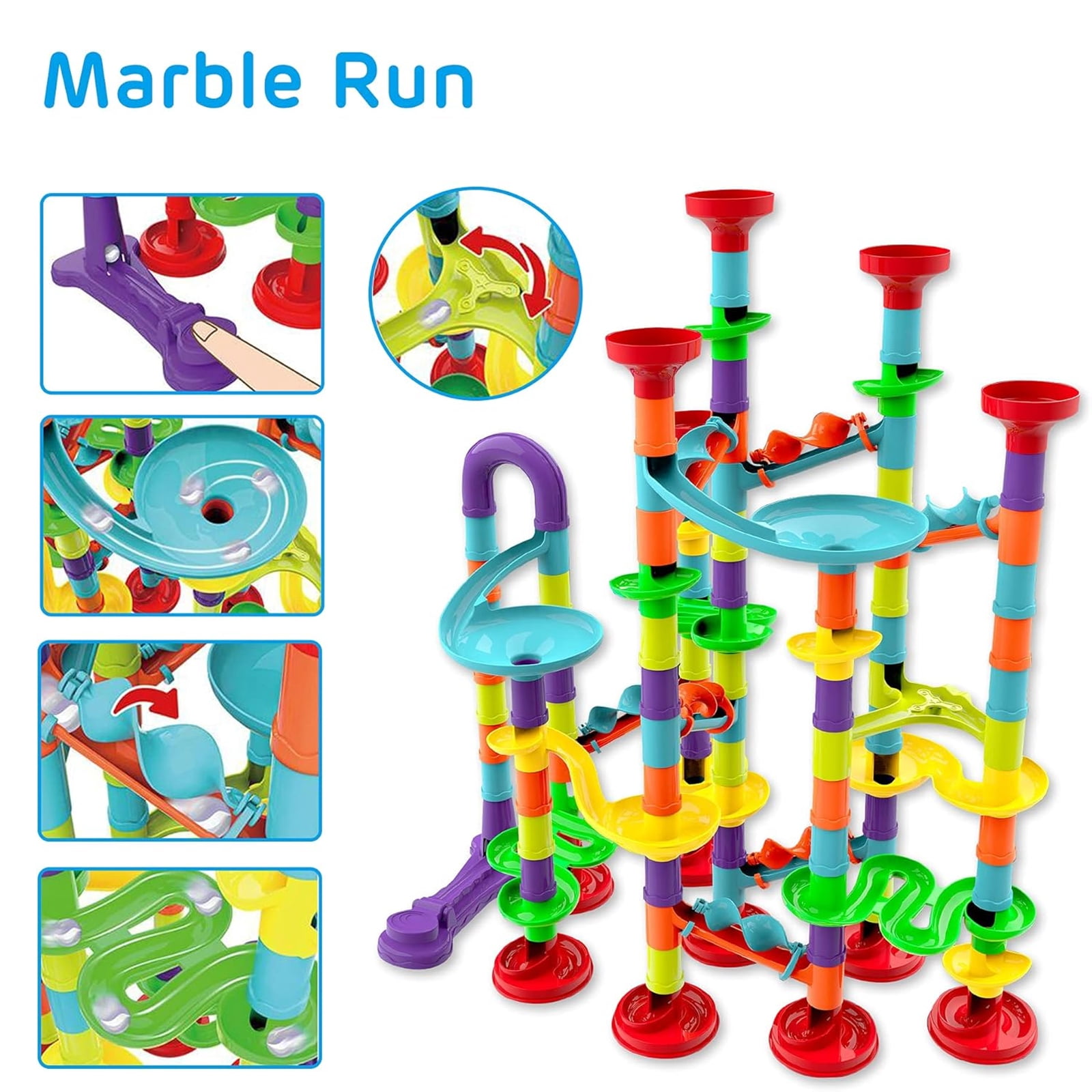 Soapow Marble Run Race Coaster Set, STEM Educational Construction Building Blocks (142 Pieces) 125rv