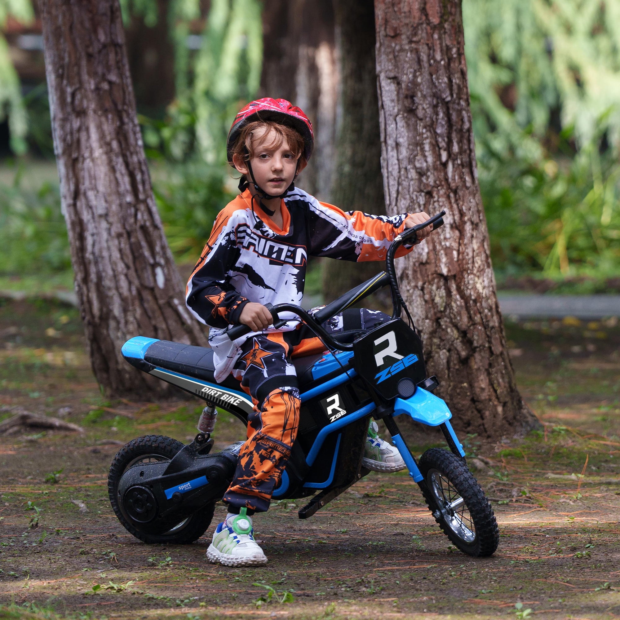 Aosom RZ56 350W Electric Powered Mini Bike, Variable Speed Motorized Dirt Bike for Teens (Blue, 12 in Wheels) xnpha