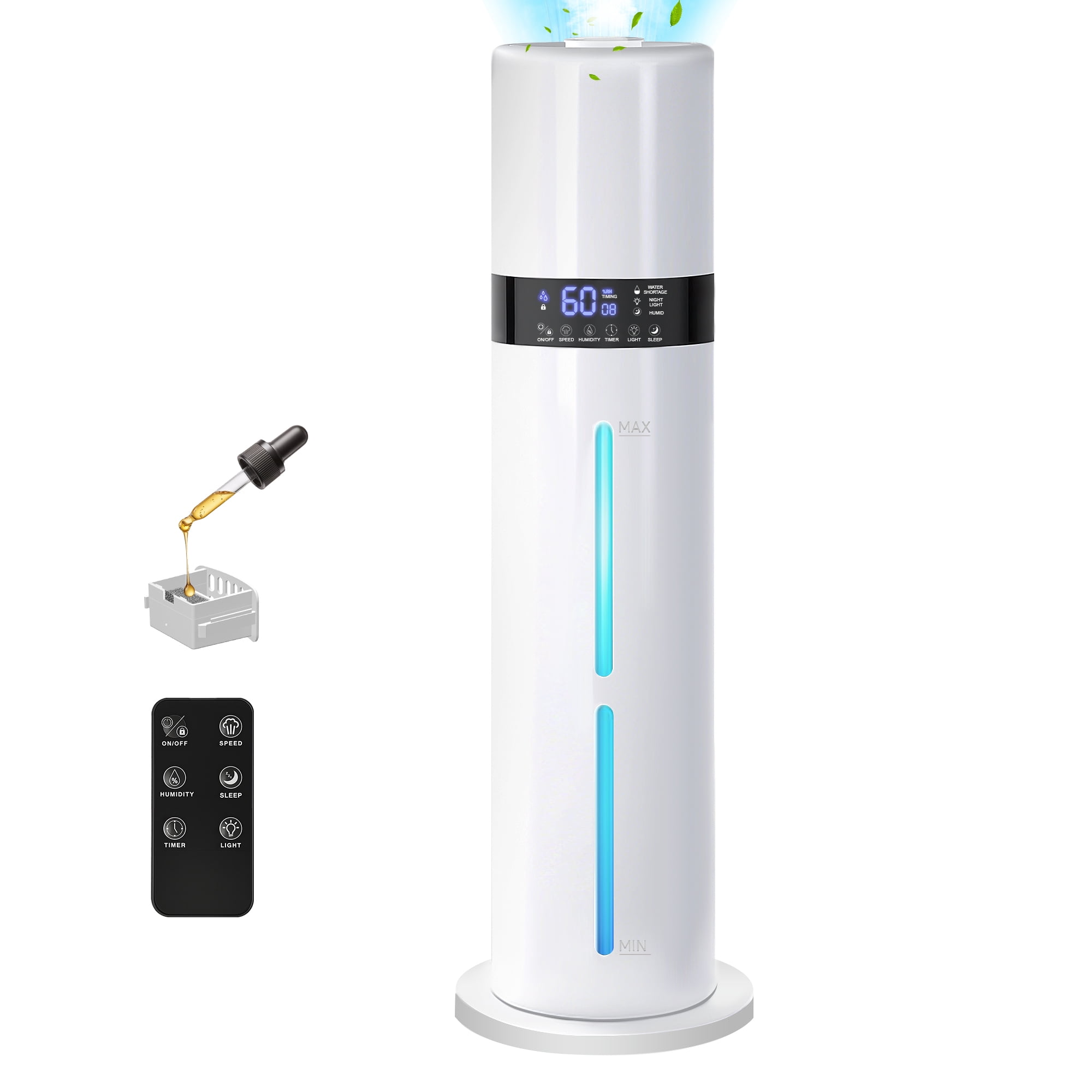 ITdodo Ultrasonic Cool Mist Humidifier for Large Rooms, Top Fill Smart Humidity Control with Remote (White, 2.38 gal) s8xi9