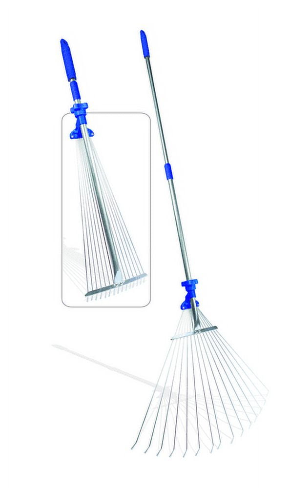 Camco Collapsible Garden Rake, Heavy-Duty Adjustable Lawn Tool (22 in Wide x 60 in Long) trj3u