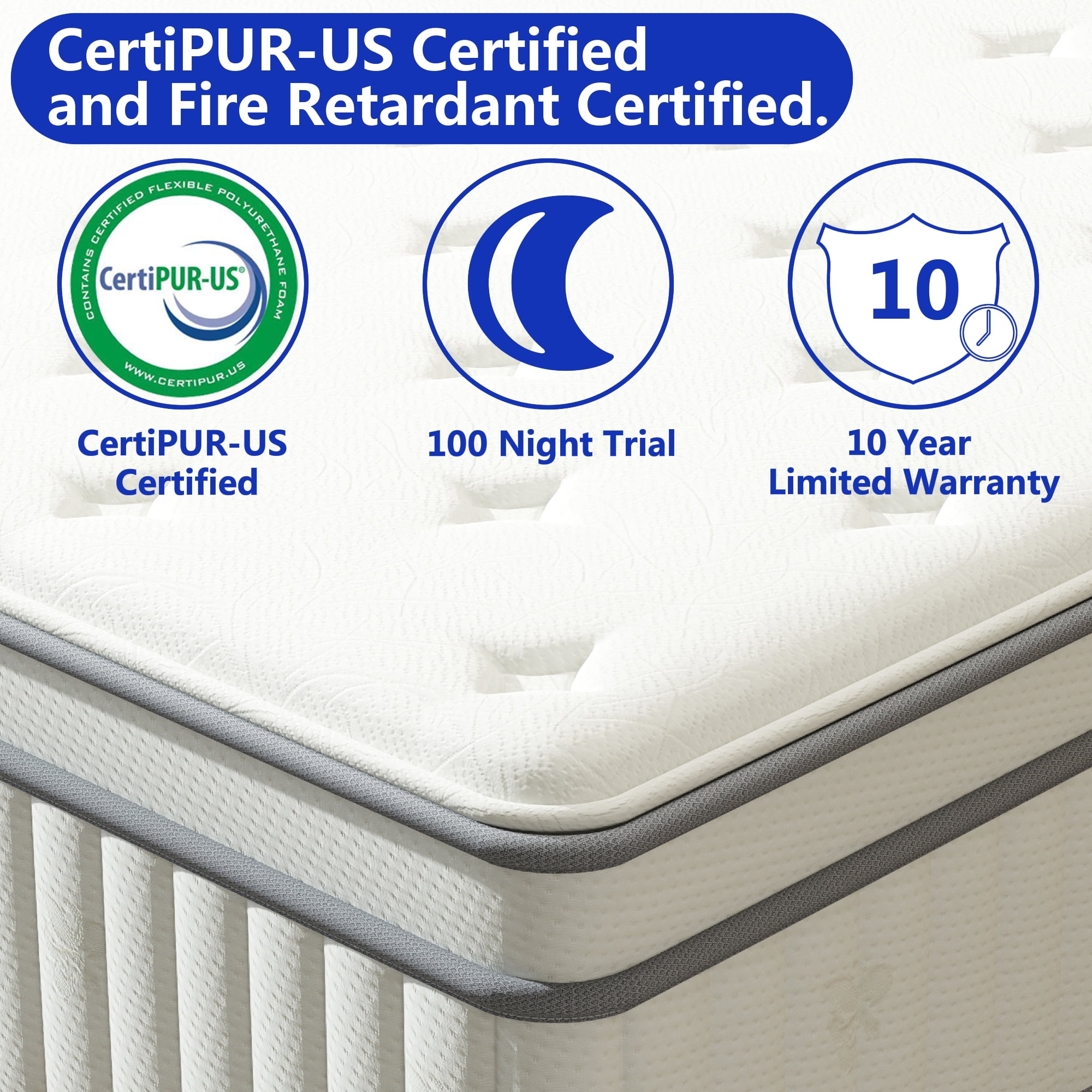 AOOWOW 10 Inch Hybrid King Size Mattress, Cooling Gel Memory Foam and Pocket Spring Support (King, 76 in x 80 in x 10 in) no91m