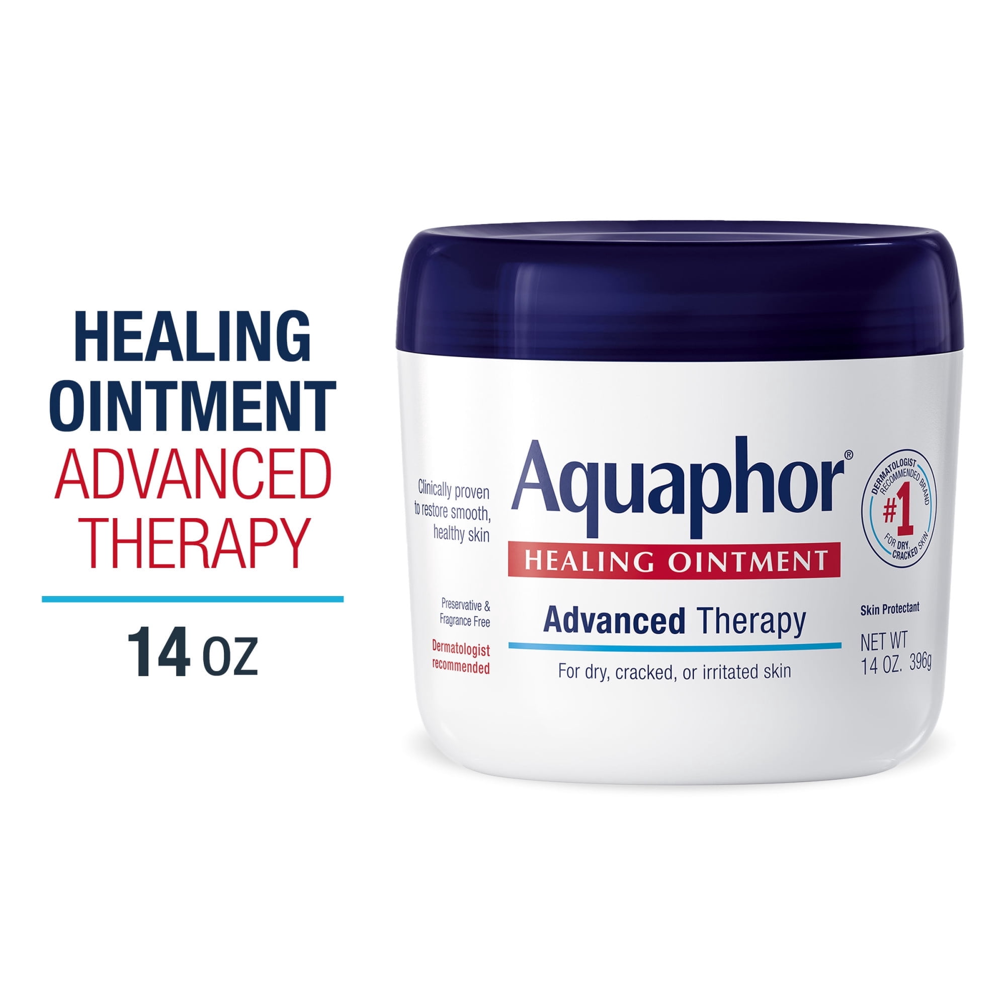 Aquaphor Healing Ointment Advanced Therapy Skin Protectant for Dry and Cracked Skin (Fragrance Free, 14 oz) kk8uv