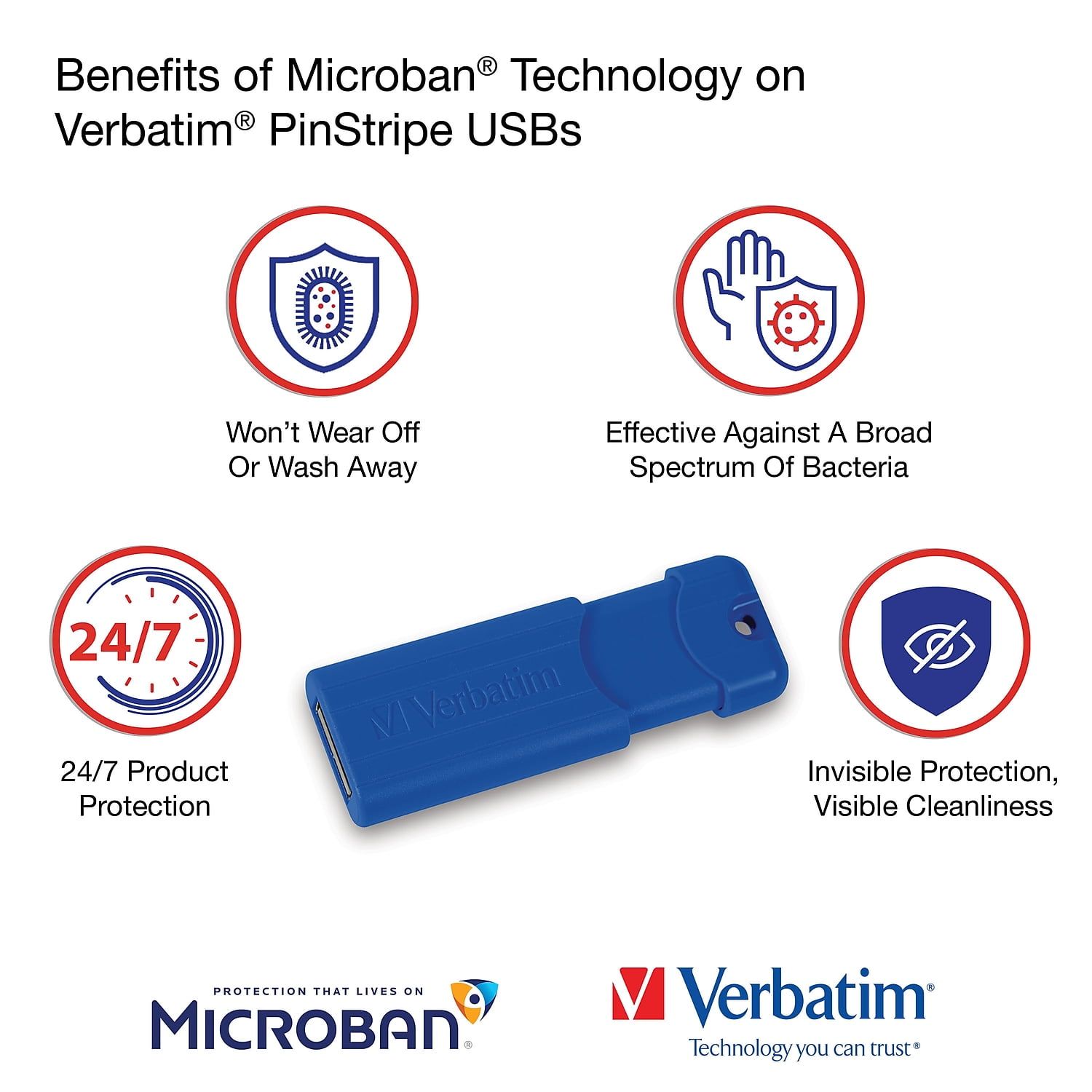 Verbatim PinStripe USB 3.0 Flash Drive High-Speed Data Storage (Assorted Colors, 64 GB, 5 Pack) hvigm