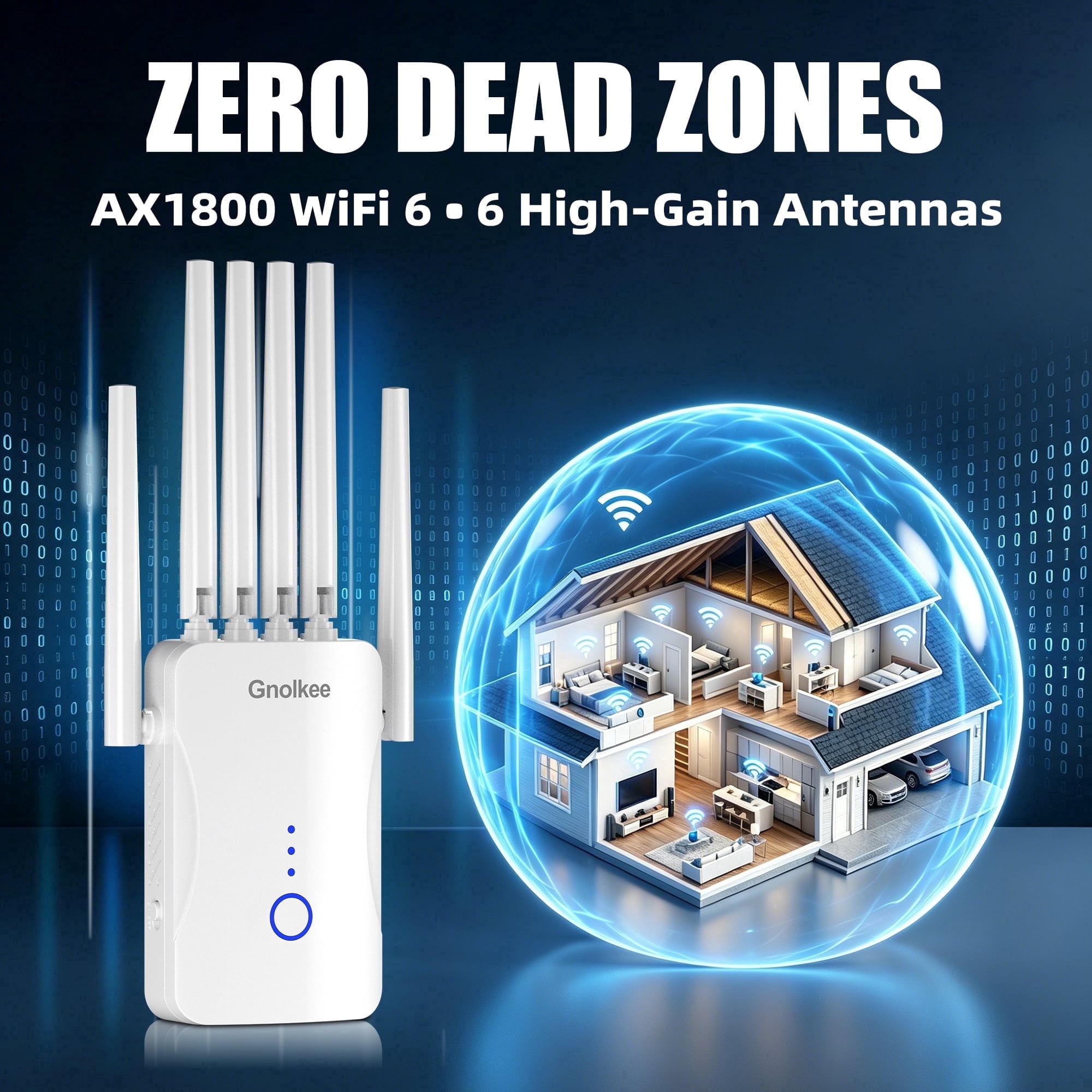 Gonlkee AC1800 WiFi Range Extender Signal Booster, Dual-Band Wireless Internet Repeater with Ethernet Port (White) ruefm
