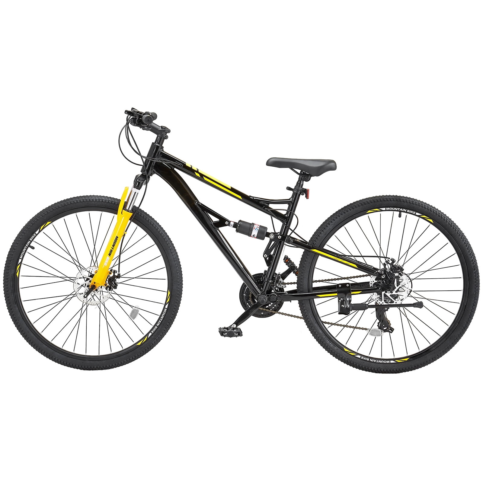 KFFKFF Mountain Bike, 29-in All-Terrain Bicycle with Dual Suspension and 24-Speed Gear System (Black, 29-in) fmnak