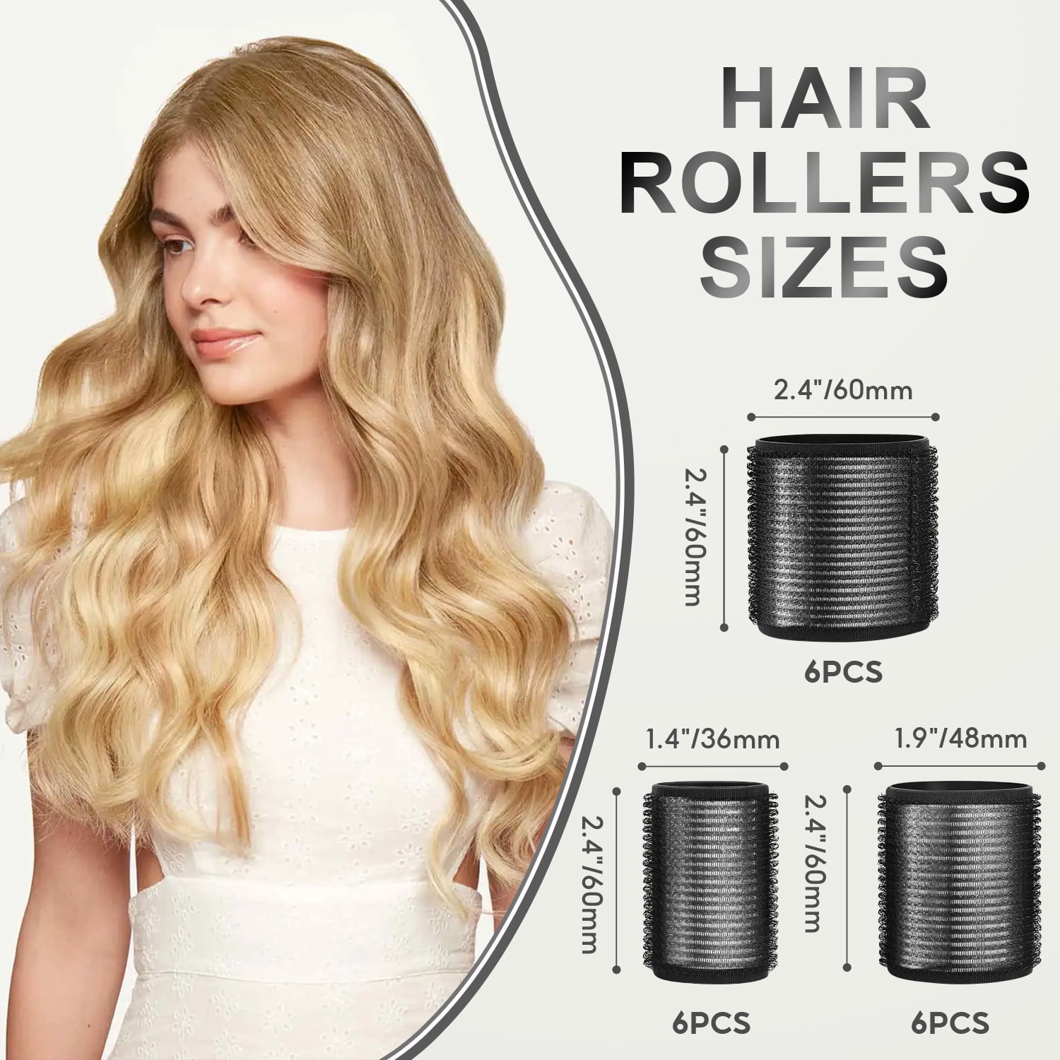 xnicx Self-Grip Ceramic Ionic Hair Roller Set for Salon Blowout Volume (Black, 18-Piece Set) 04pzf