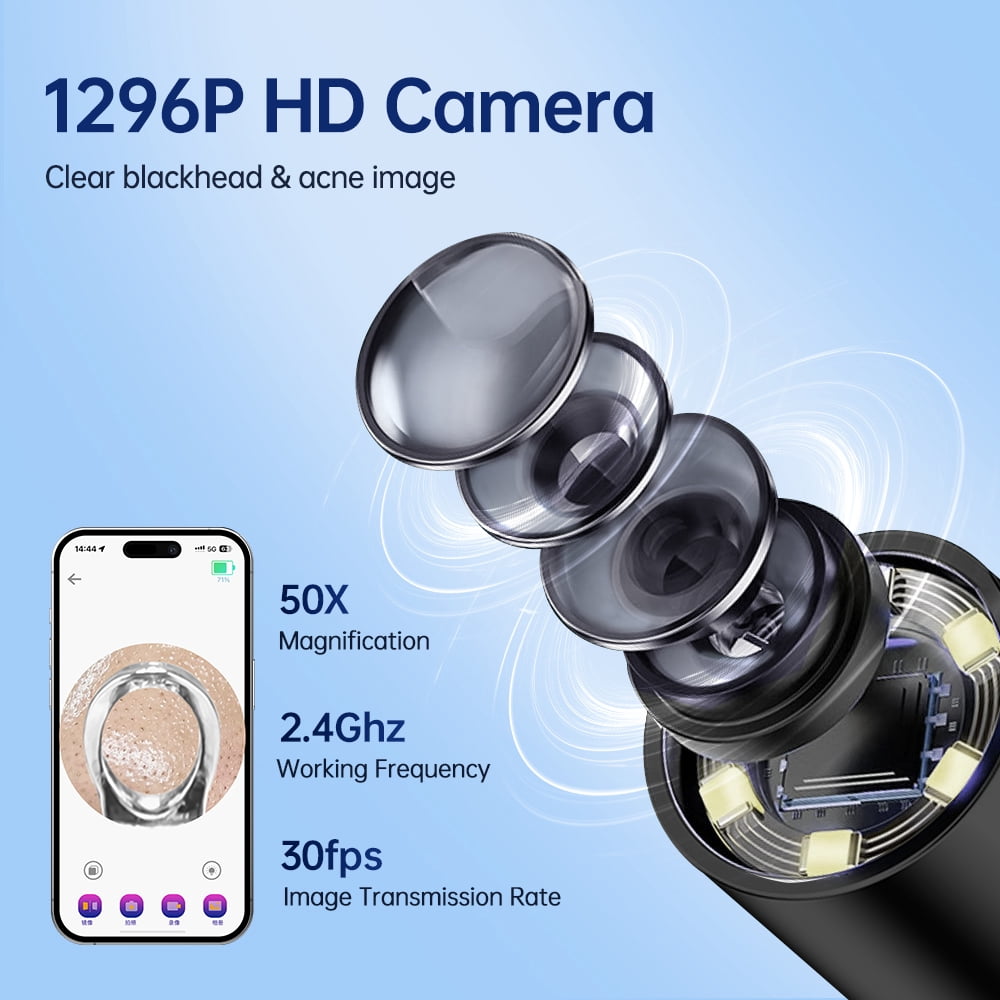 BearCris Visual Blackhead Remover with 1296P HD Camera and 50X Magnification (White, 1 Piece) s043j