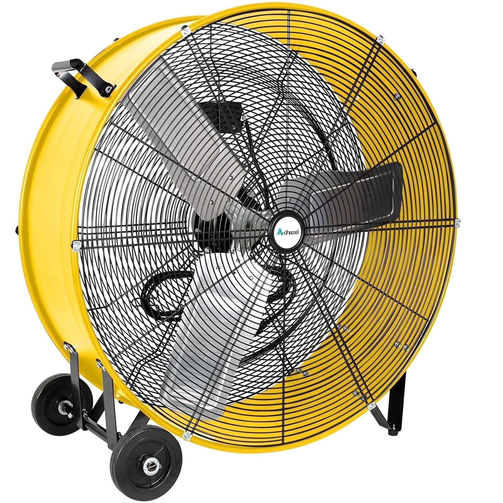 Achazel 30 Inch Industrial Drum Fan, Heavy-Duty High Velocity Floor Fan for Warehouse and Workshop Cooling (Yellow, 30 in) hpbl8