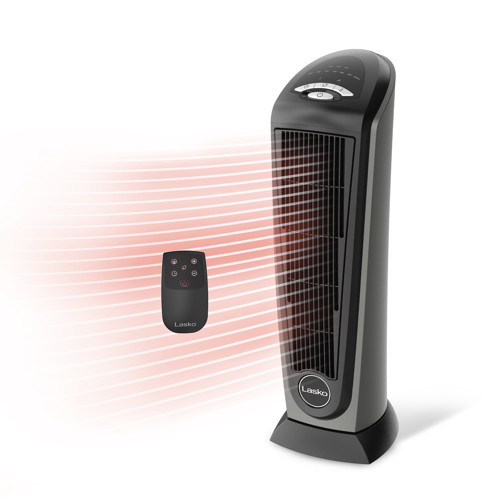 Lasko 23 in Oscillating Ceramic Electric Tower Space Heater with Remote Control (Black, 1500W) bmy9w