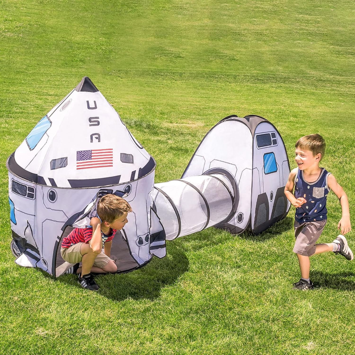 Joyfy Rocket Ship Play Tent Set with Tunnel and Cube (3-Piece, Multi-Color) ukhk0