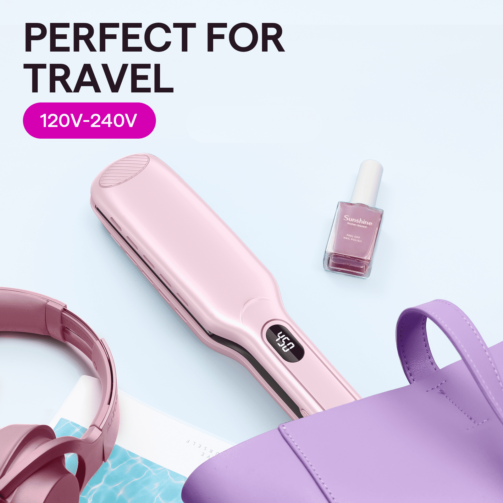 Wavytalk Wet to Dry Hair Straightener, Titanium 1.75 in Wide Flat Iron for Fast Styling (Pink, 1.75 in) 3pc28