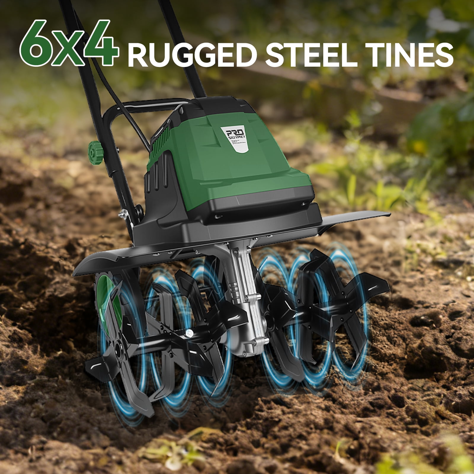 Prostormer 18 inch Electric Garden Tiller, 15 Amp Cultivator with 24 Steel Tines, 8.7 inch Tilling Depth, Adjustable Wheels and Foldable Handle ztou8