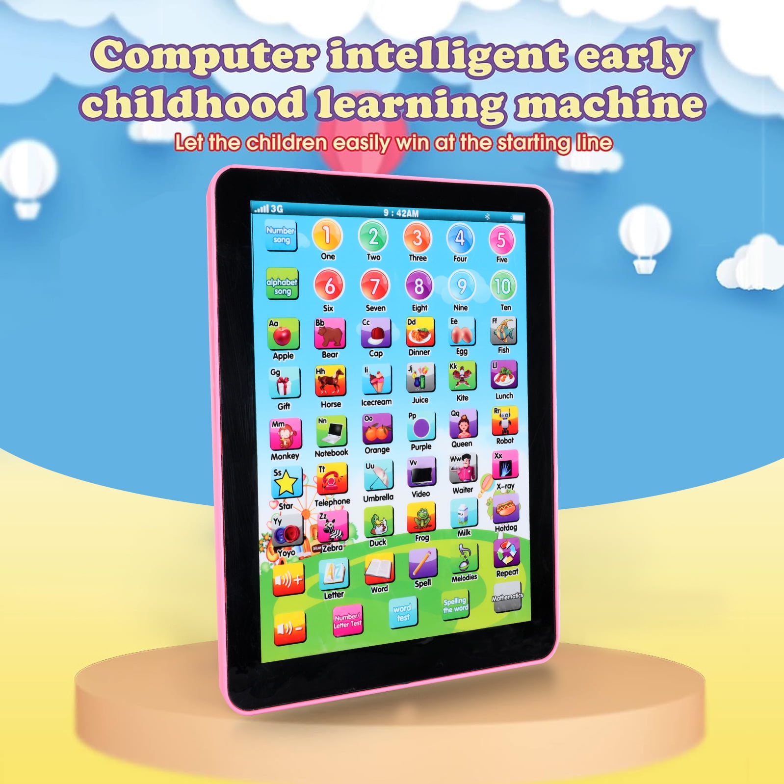 BFVV Kids Educational Learning Tablet Interactive Electronic Toy for Toddlers (Pink, 9.5 in x 7.5 in) j4cnu