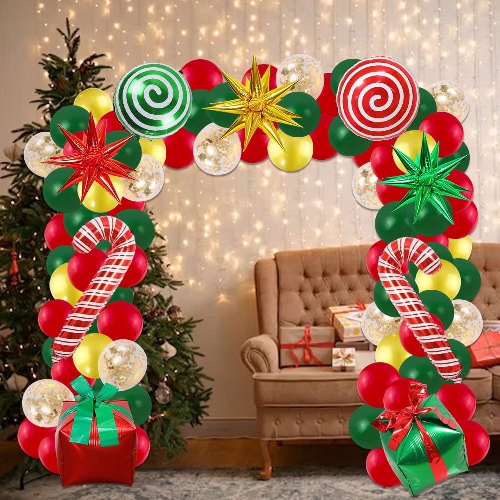 Qwaerplpn Christmas Balloon Arch Kit, Festive Holiday Party Decorations (Gold, Green, Red, 70 Piece) v9jtk