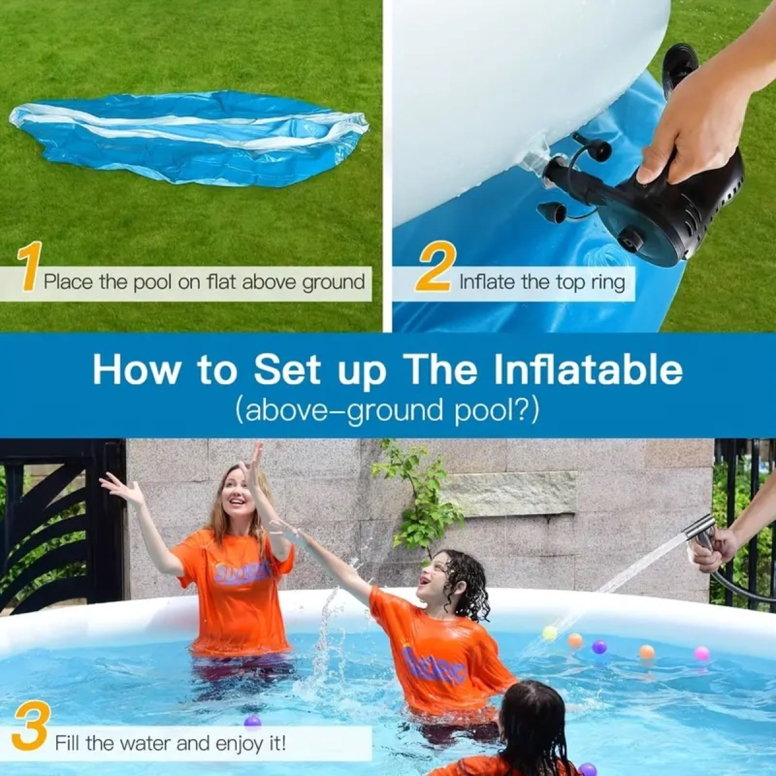 TRT Inflatable Swimming Pool for Kids and Family, Round PVC Backyard Pool (Blue, 6 ft) 5uuf4