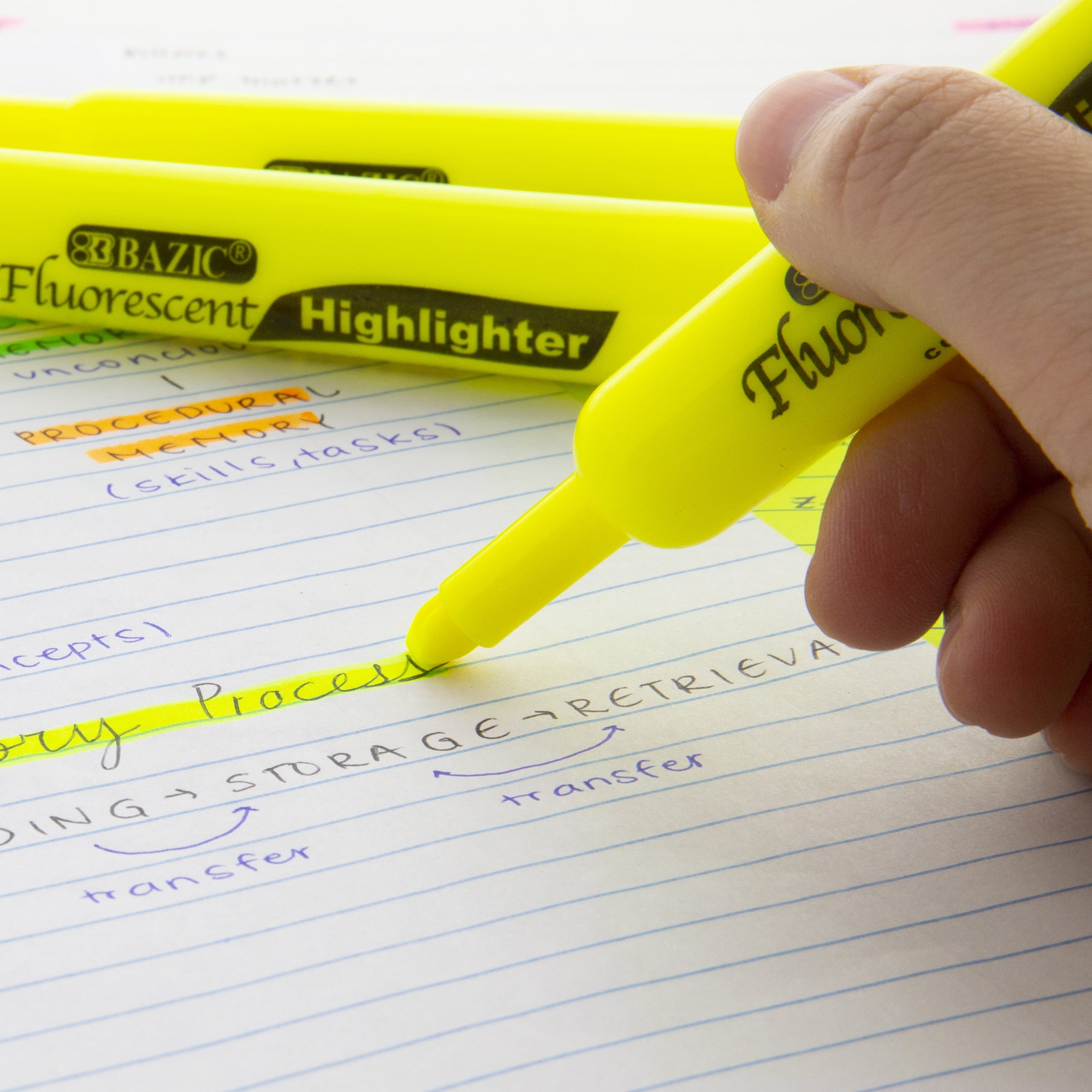 BAZIC Highlighter Desk Style Chisel Tip Marker (Yellow, 12-Count) npt8j