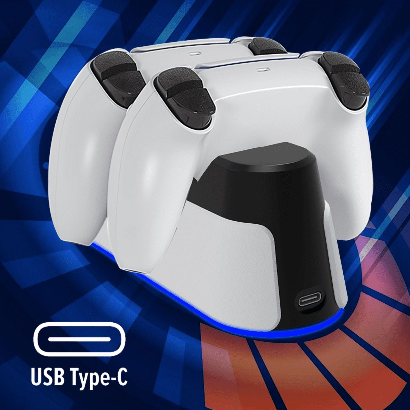 UHM PlayStation 5 DualSense Controller Charging Station (Fast Dual Dock with LED Indicator, White) zbbb7